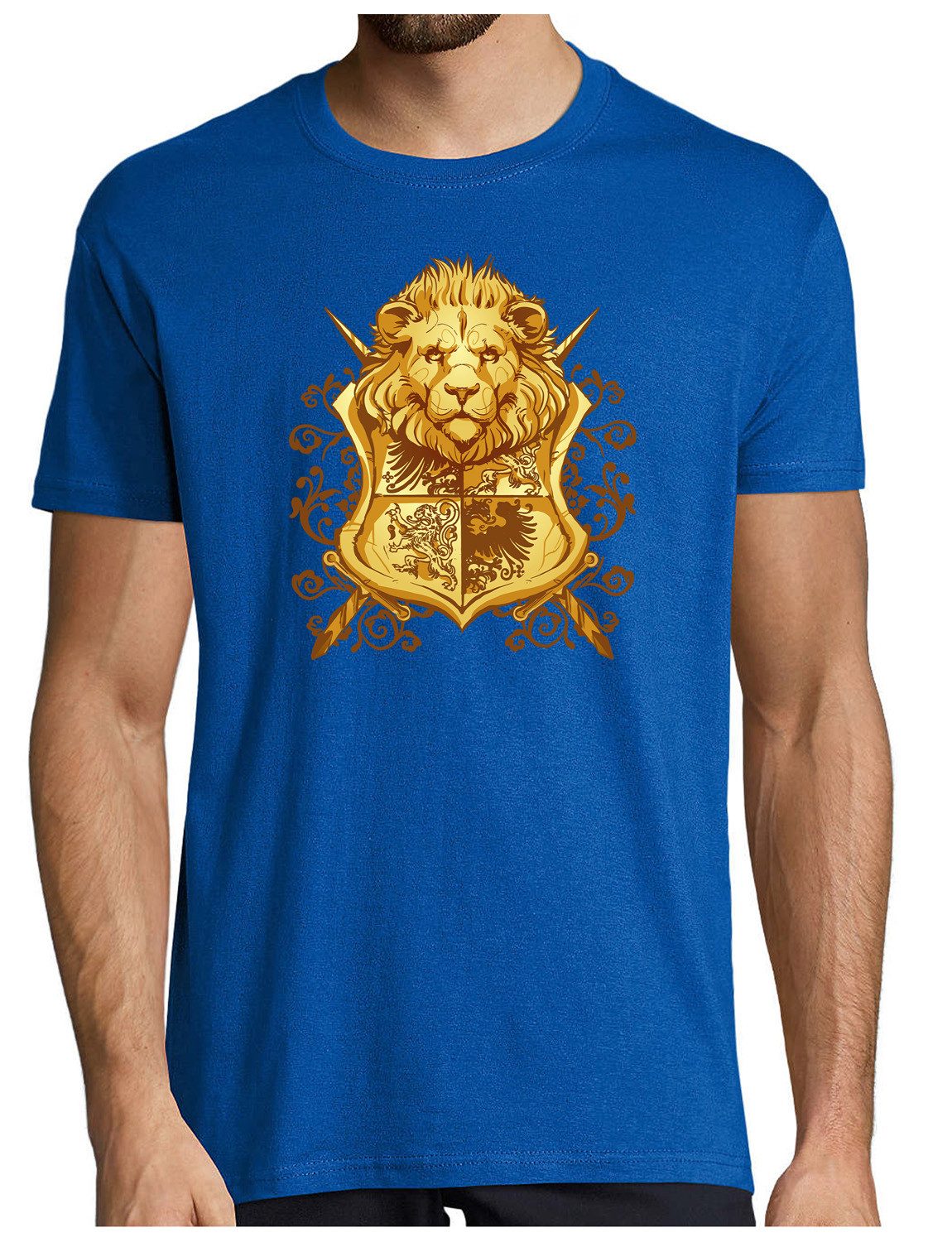 T-Shirt Herren Print Shirt - Majestätisches Löwenwappen T-Shirt