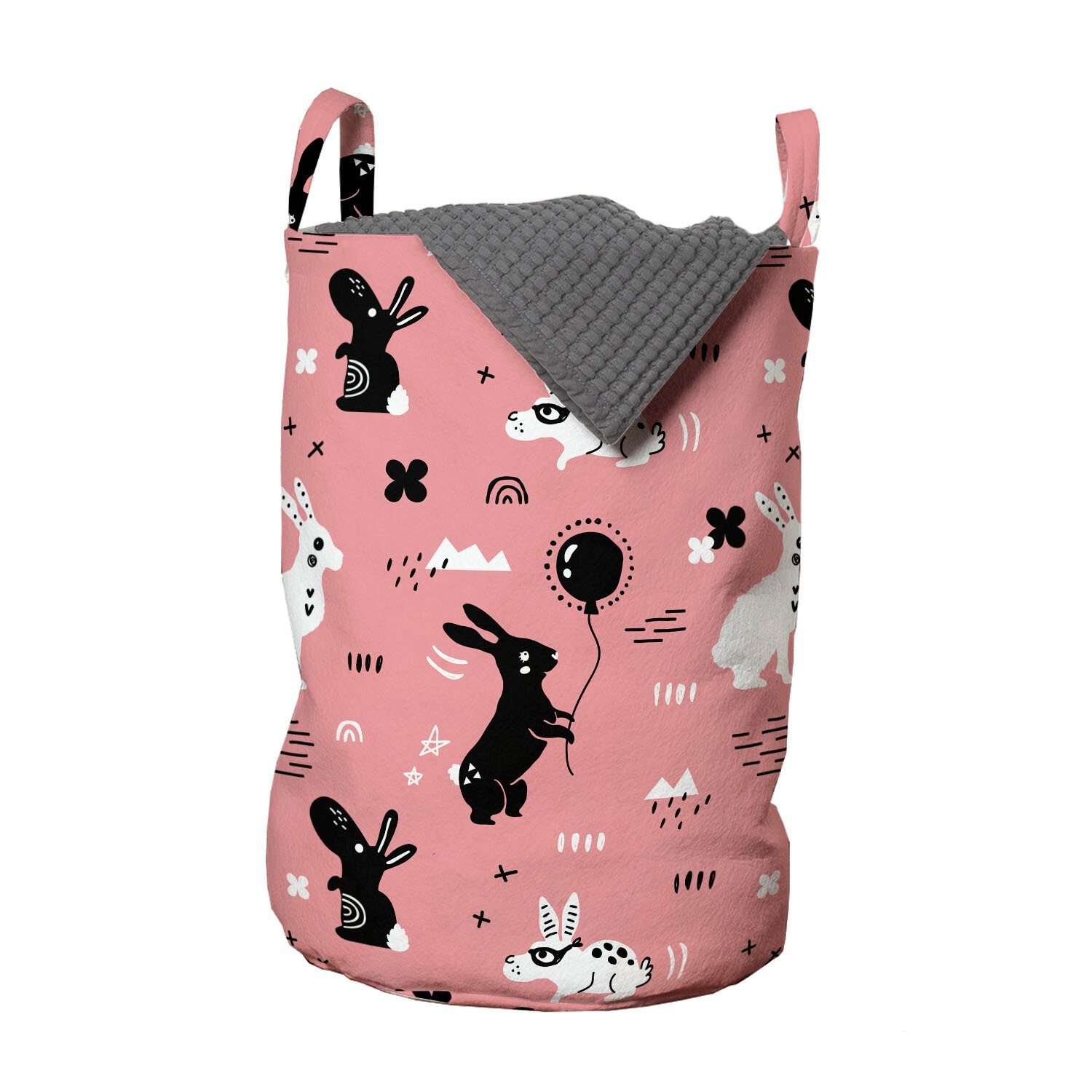 Abakuhaus Wäschesäckchen Wäschekorb mit Griffen Kordelzugverschluss für Waschsalons, Hase Kreative Lustige Kaninchen Kunst