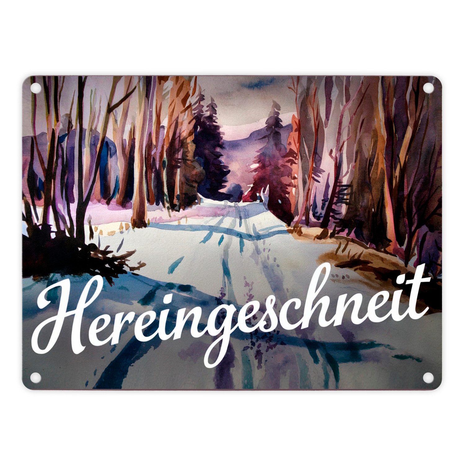 Metallschild Schneepfad Hereingeschneit Metallschild in 15x20 cm