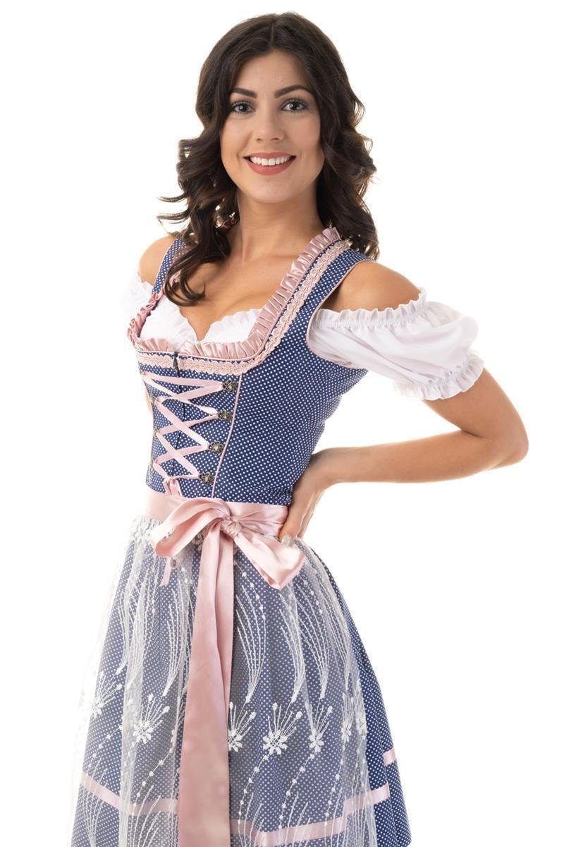 Trachtl Dirndl DIRNDL TRACHTENKLEID DAMEN NICOLE IN BLAU/ROSA 3.TLG 34