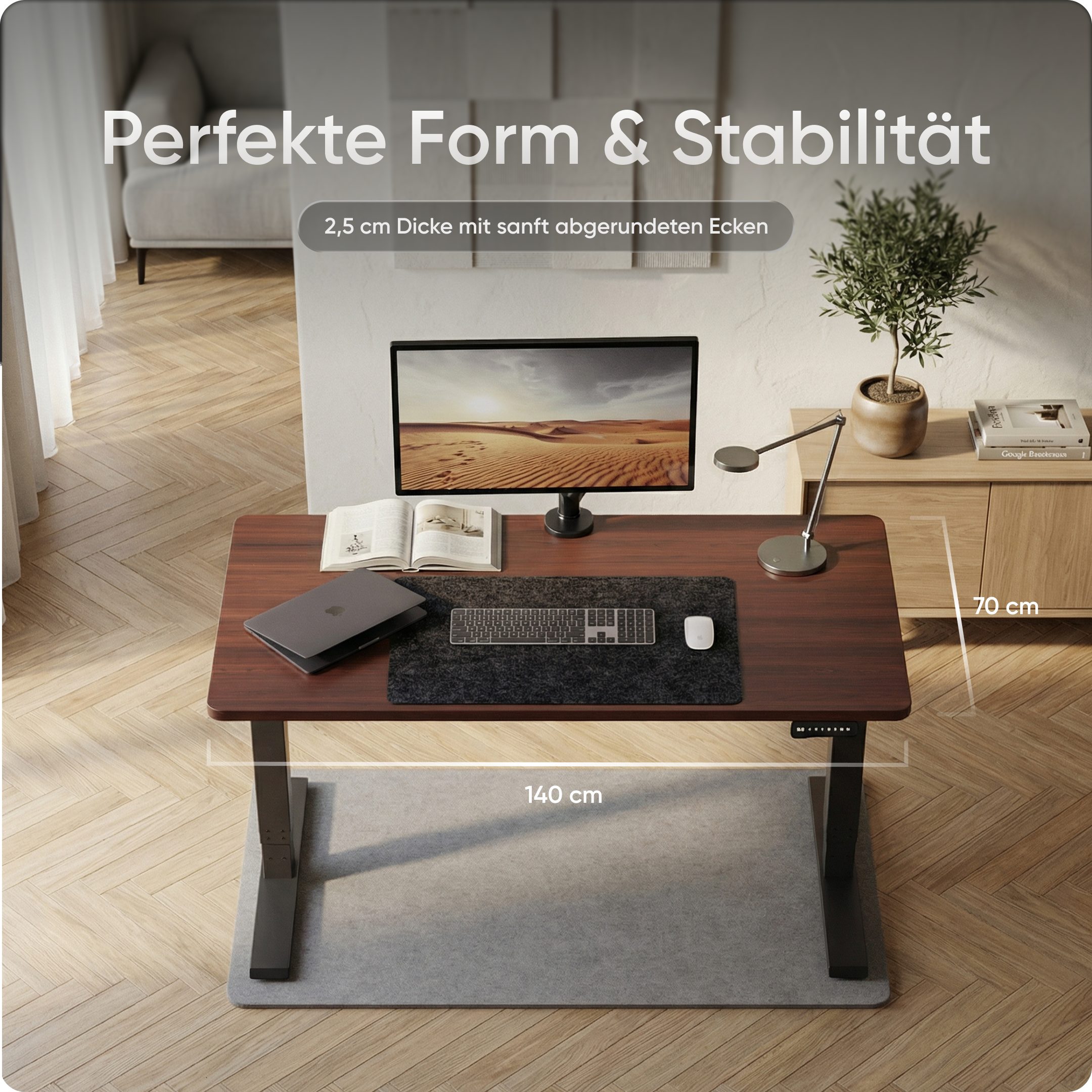 DESKSPACE Tischplatte Massive Tischplatte 25 mm – robust, wasserfest, pflegeleicht, 25 mm dick, melaminbeschichtet, wasserfest und montagefreundlich