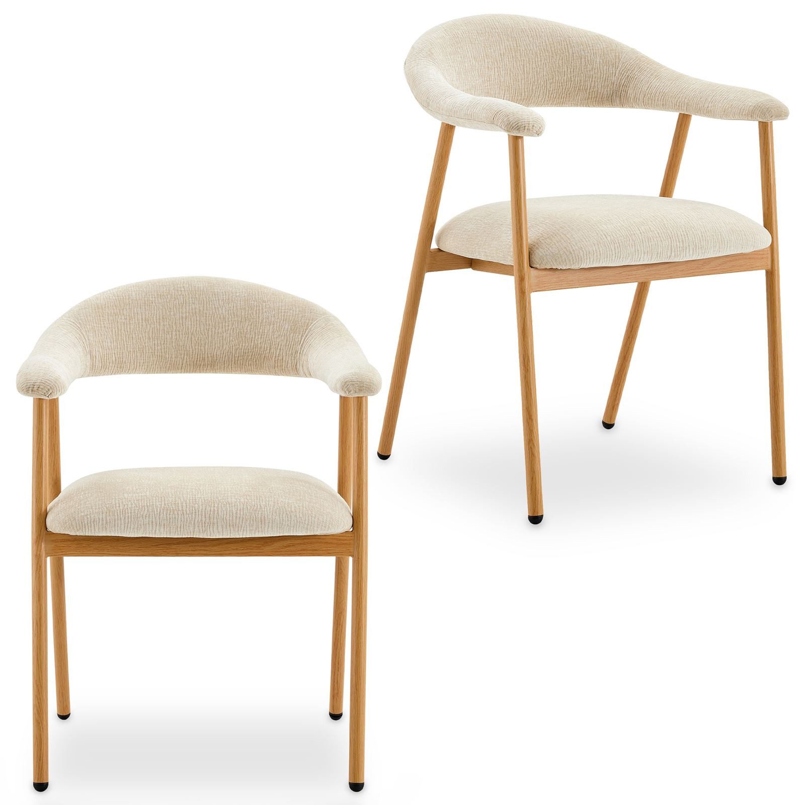 IDIMEX Esszimmerstuhl ARLO (2 St), Esszimmerstühle 2er Set gepolstert mit Stoffbezug Cremeweiß