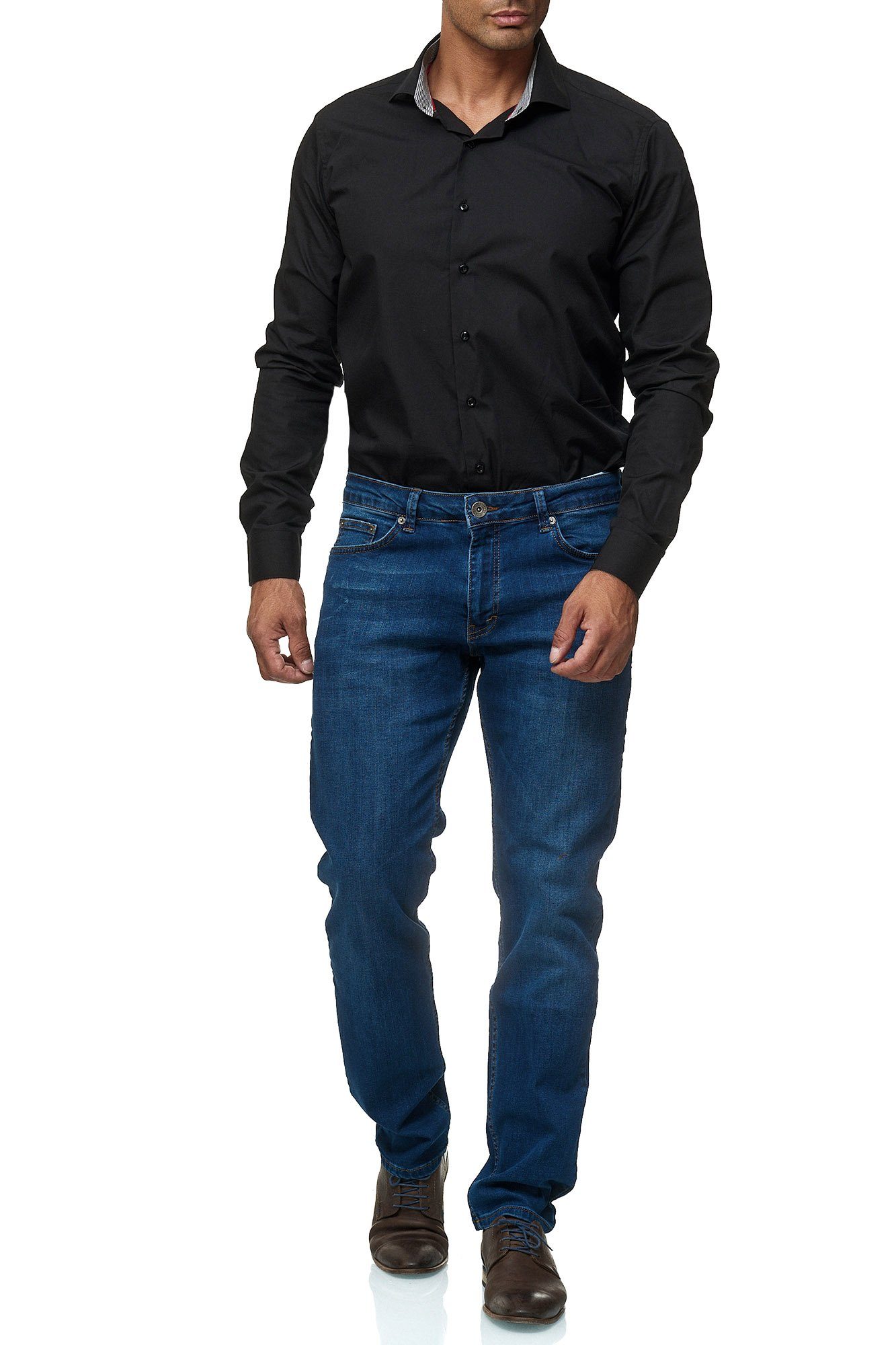 JEEL Regular-fit-Jeans 305 Jeans Herren Straight Cut 03-Blau Design 5-Pocket