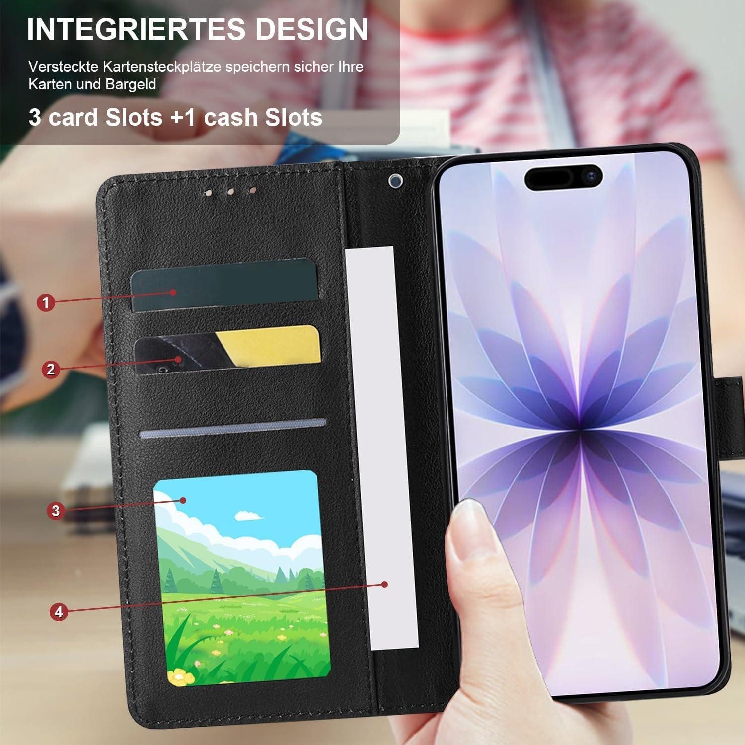 LuxusKollektion Flip Case Handyhülle iPhone 17 Klapphülle Kartenfach iPhone 17 Schwarz in – Bild 2 von 5