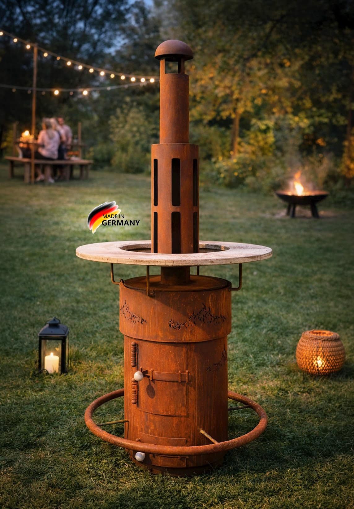 BADEKO Feuerstelle Stehtischofen Feuerstelle für den Garten aus Edelrost