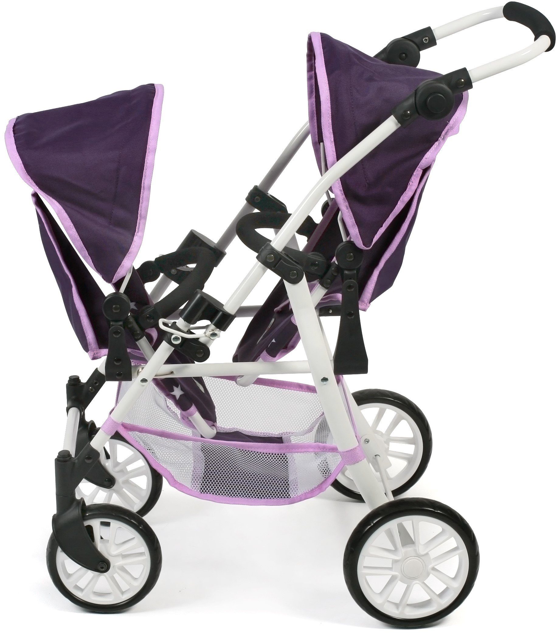 CHIC2000 Puppen-Zwillingsbuggy Twinny, Stars Lila, mit schwenkbaren Vorderrädern