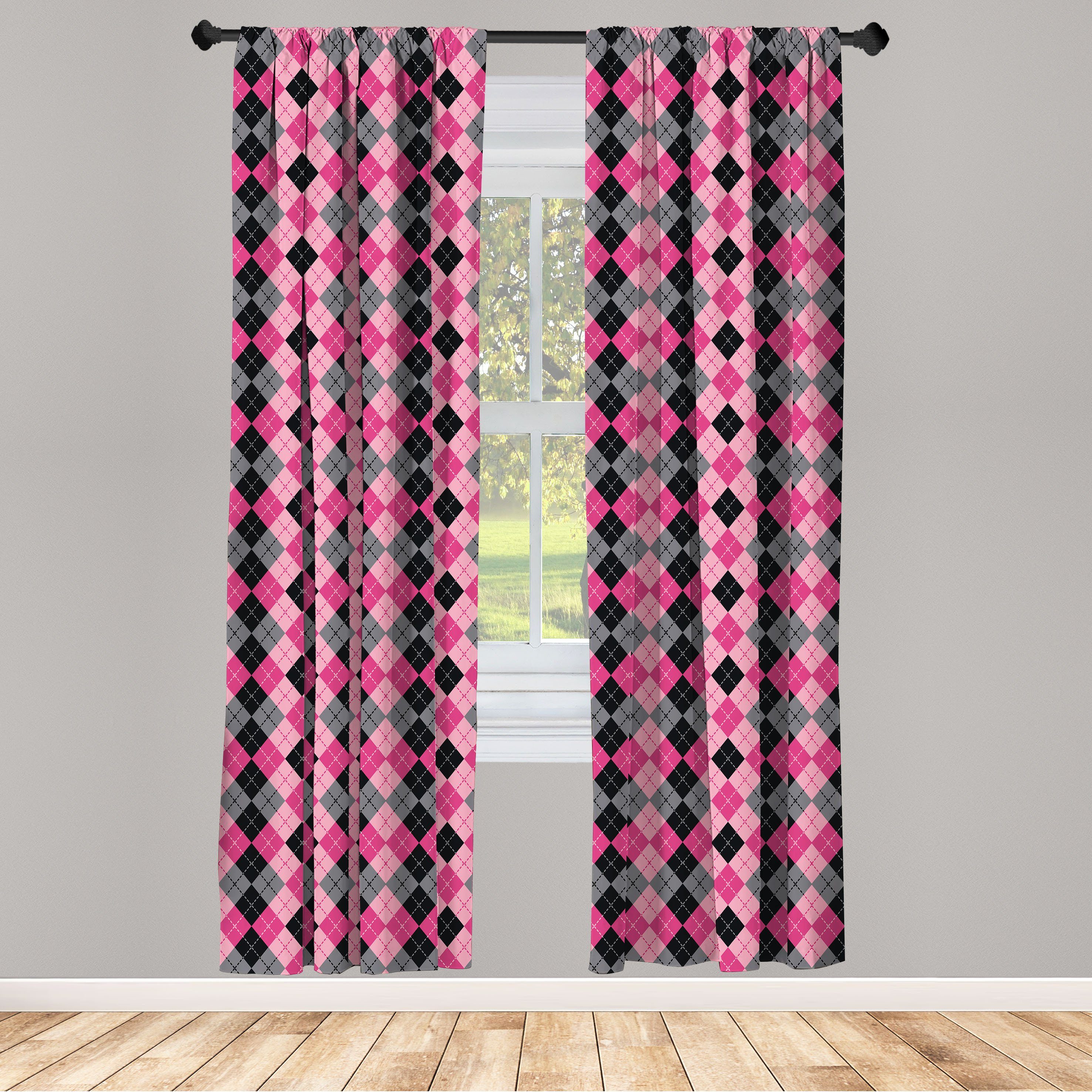 Gardine Vorhang für Wohnzimmer Schlafzimmer Dekor, Abakuhaus, Microfaser, rosa-Grau Diamanten und Lutschtabletten