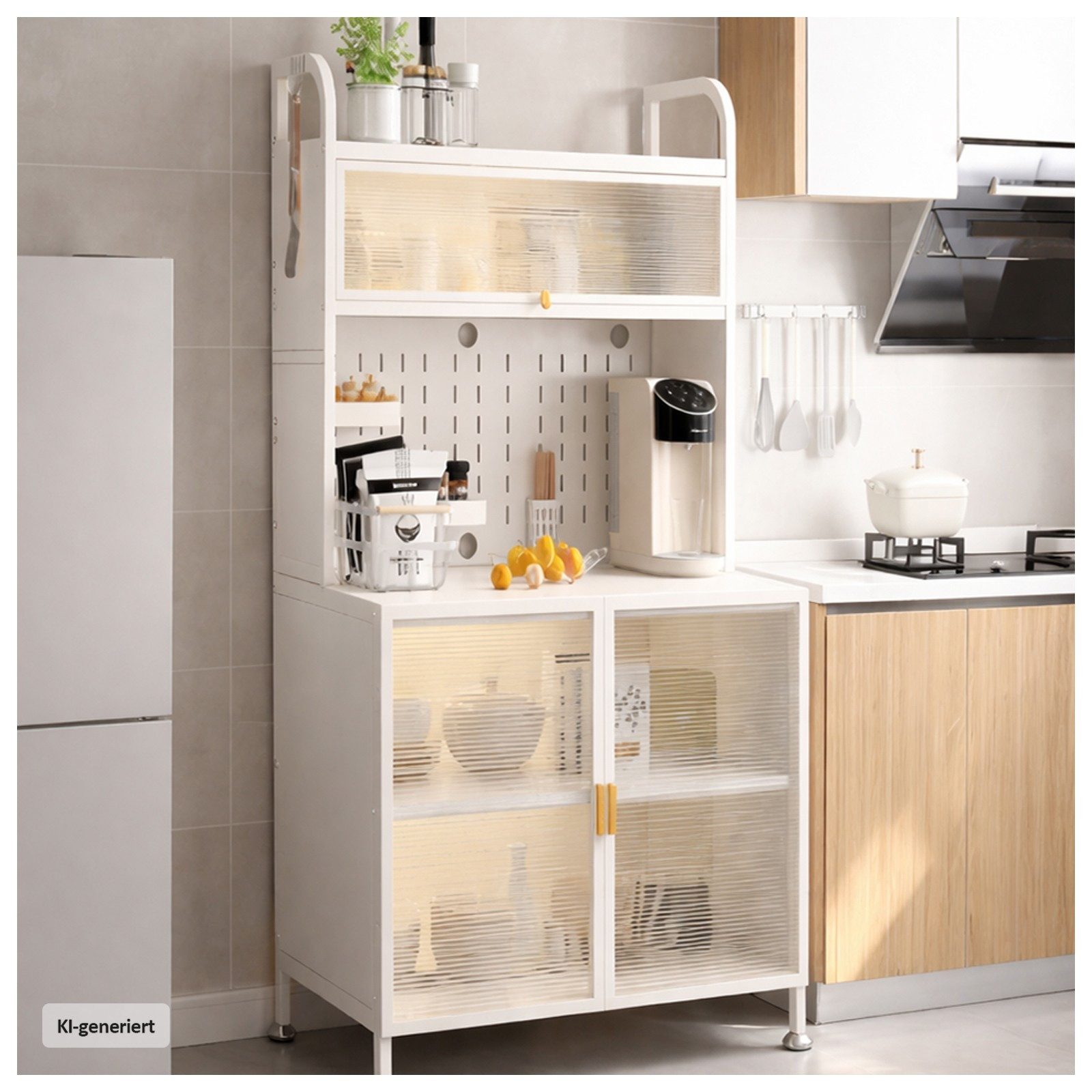 HTI-Living Küchenbuffet mit Stauraum und Arbeitsfläche Metall Weiß (1 Stück, 1-St., 1 Küchenschrank) Küchenschrank