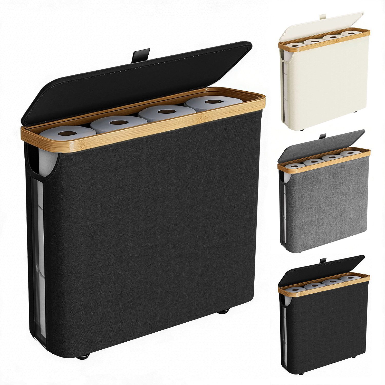 OSTWOLKE Toiletten-Ersatzrollenhalter Toilettenpapier Aufbewahrung Korb mit Deckel, Wasserdicht & Faltbar, Toilettenpapier Aufbewahrung Korb mit Deckel, Wasserdicht & Faltbar