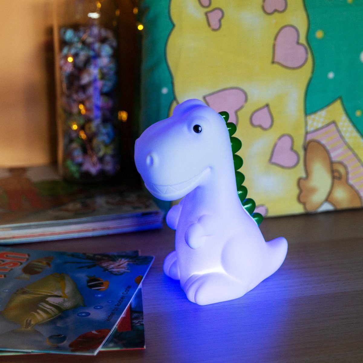 Design Timer wiederaufladbar LED LED mit Nachtlicht Dino Nachtleuchte Navaris - Weiß