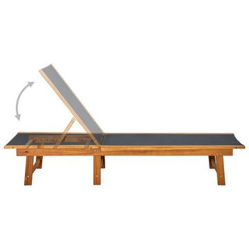vidaXL Wellnessliege Sonnenliege mit Tisch Akazie Massivholz und Textilene Gartenliege Holz
