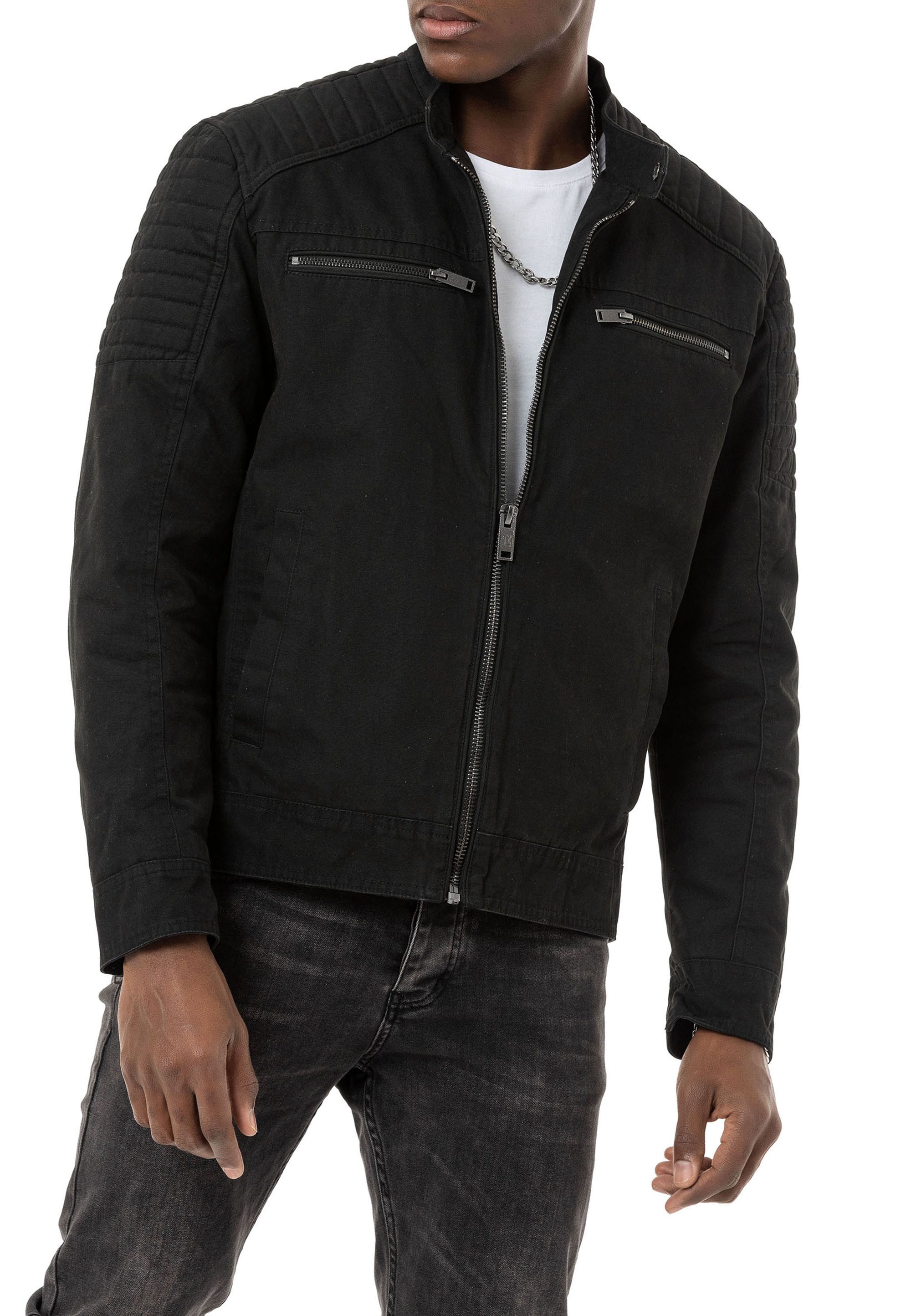 RedBridge Bikerjacke mit Steppdetails und Reißverschlusstaschen