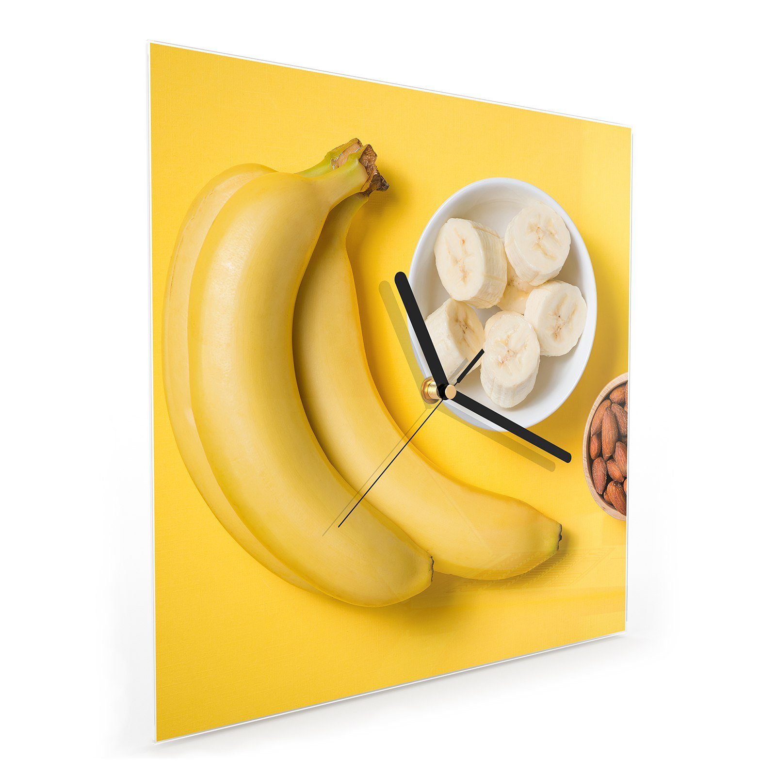 ganz 30 Primedeco Wandkunst 30 x Glasuhr und Motiv geschnitten mit Größe cm Wanduhr Wanduhr Bananen