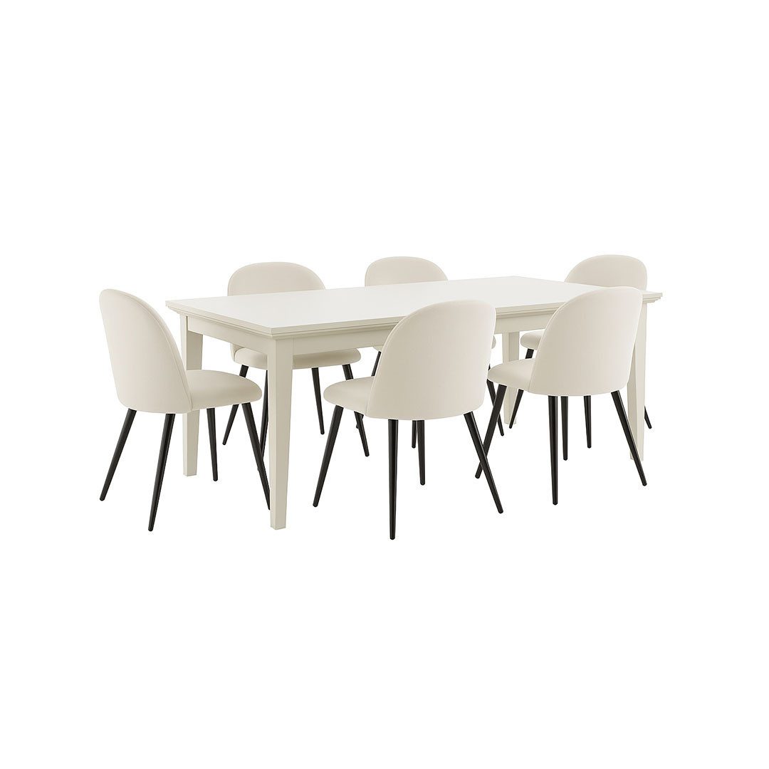 Essgruppe Venedig Essgruppe Tisch weiß 95x180/276 mit 2 Stk.