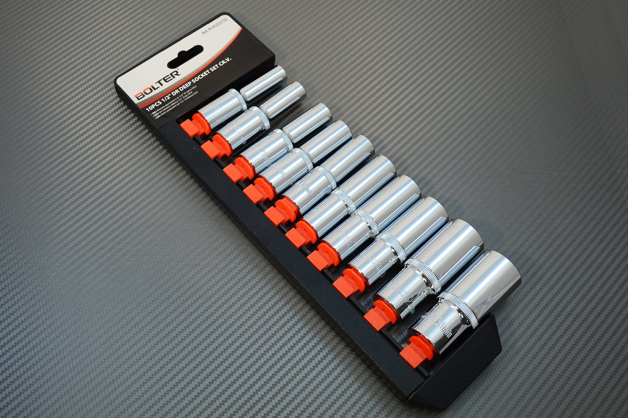 Thumbnail - Bolter Bit- und Steckschlüsselset Steckschlüssel Satz lang Nuße 1/2 Zoll 10-tlg Stecknüsse Werkzeug Set, 1-St.
