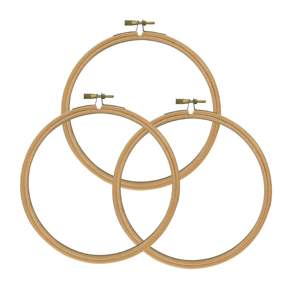 FIX-IT Kreativset Holz-Stickrahmen SET, 24 cm rund (3 Stk), (embroidery kit)