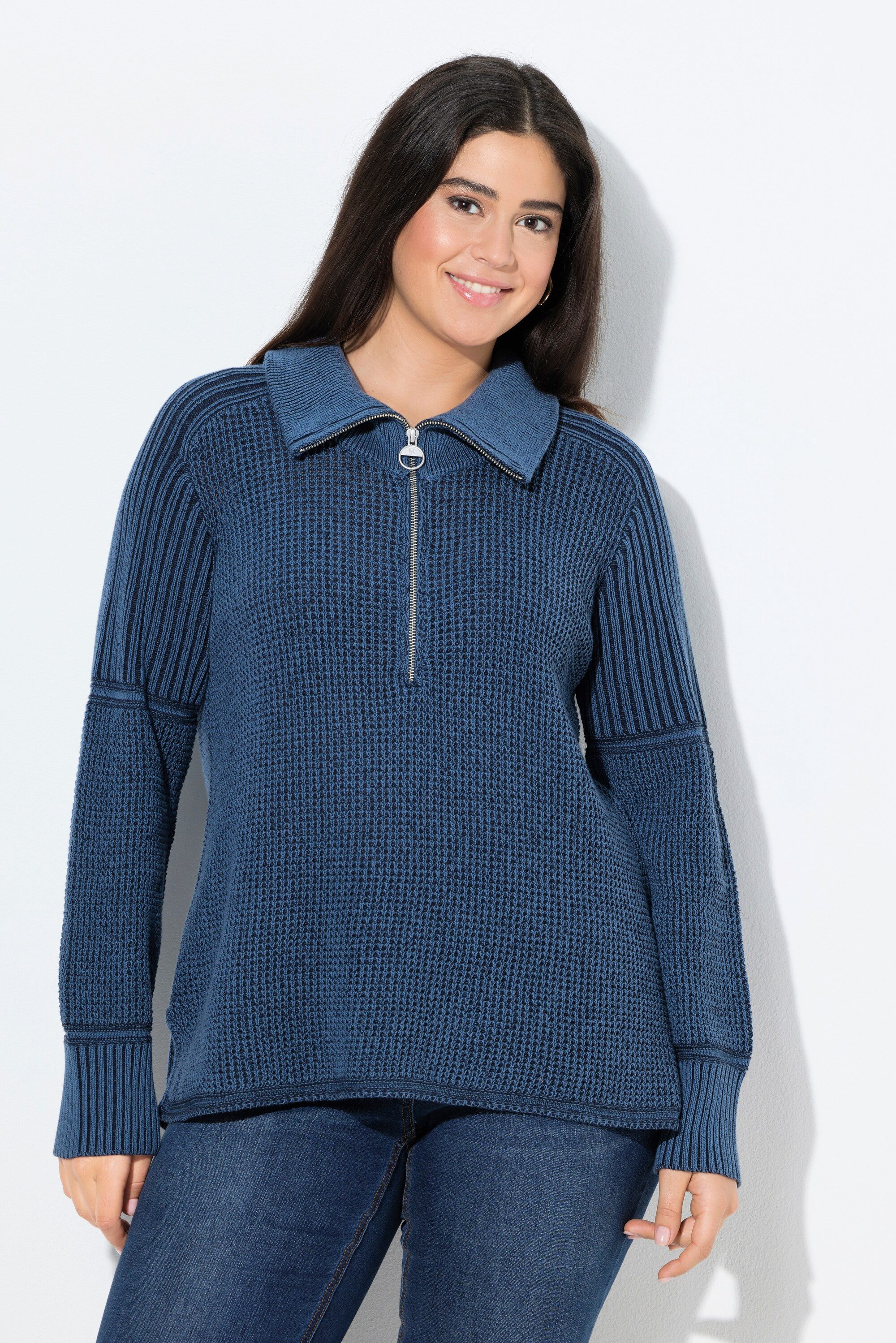 Ulla Popken Troyer Pullover Vintage-Look Troyerkragen günstig online kaufen