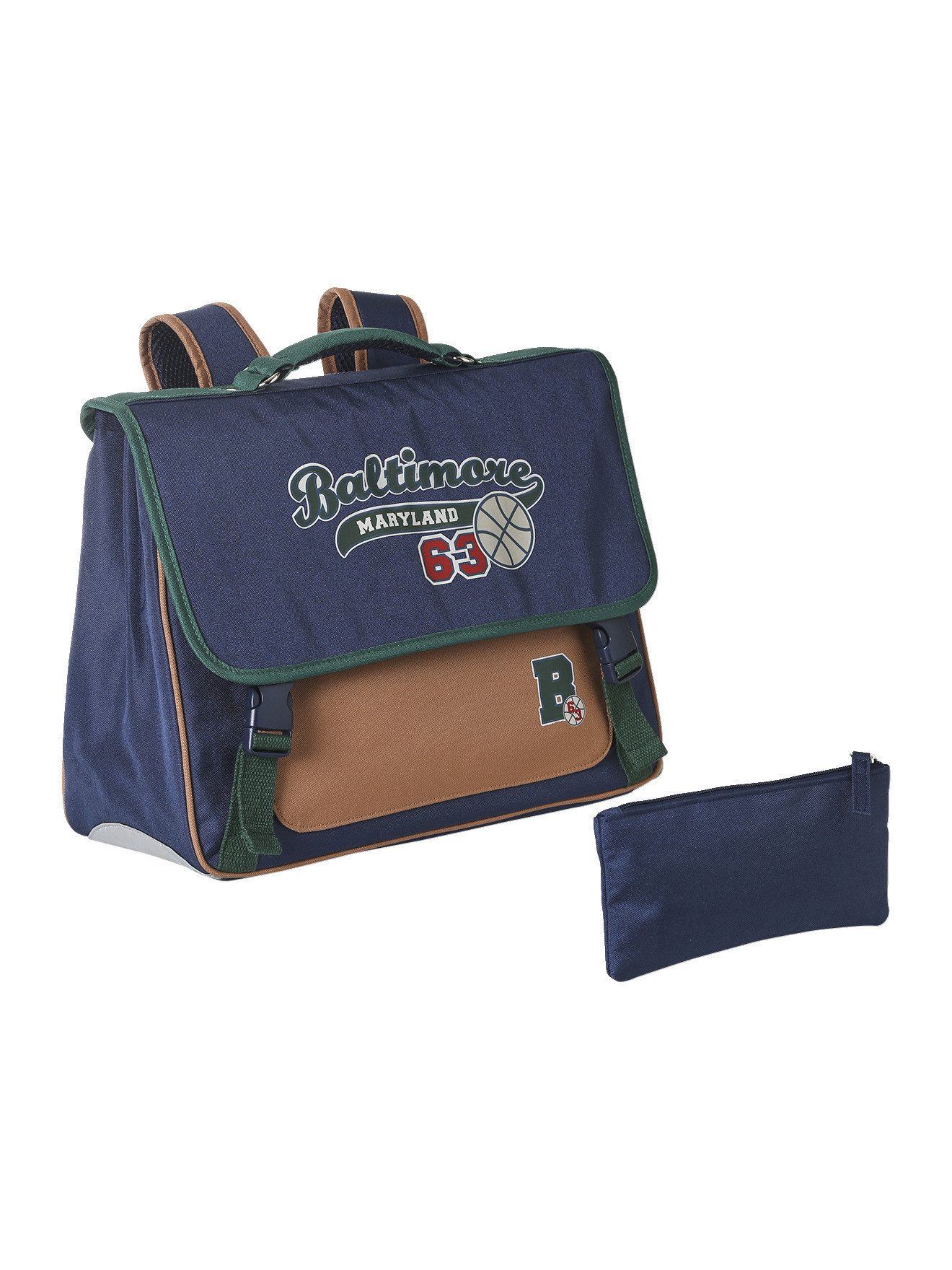vertbaudet Schulrucksack Jungen Schultasche & Federmappe BALTIMORE