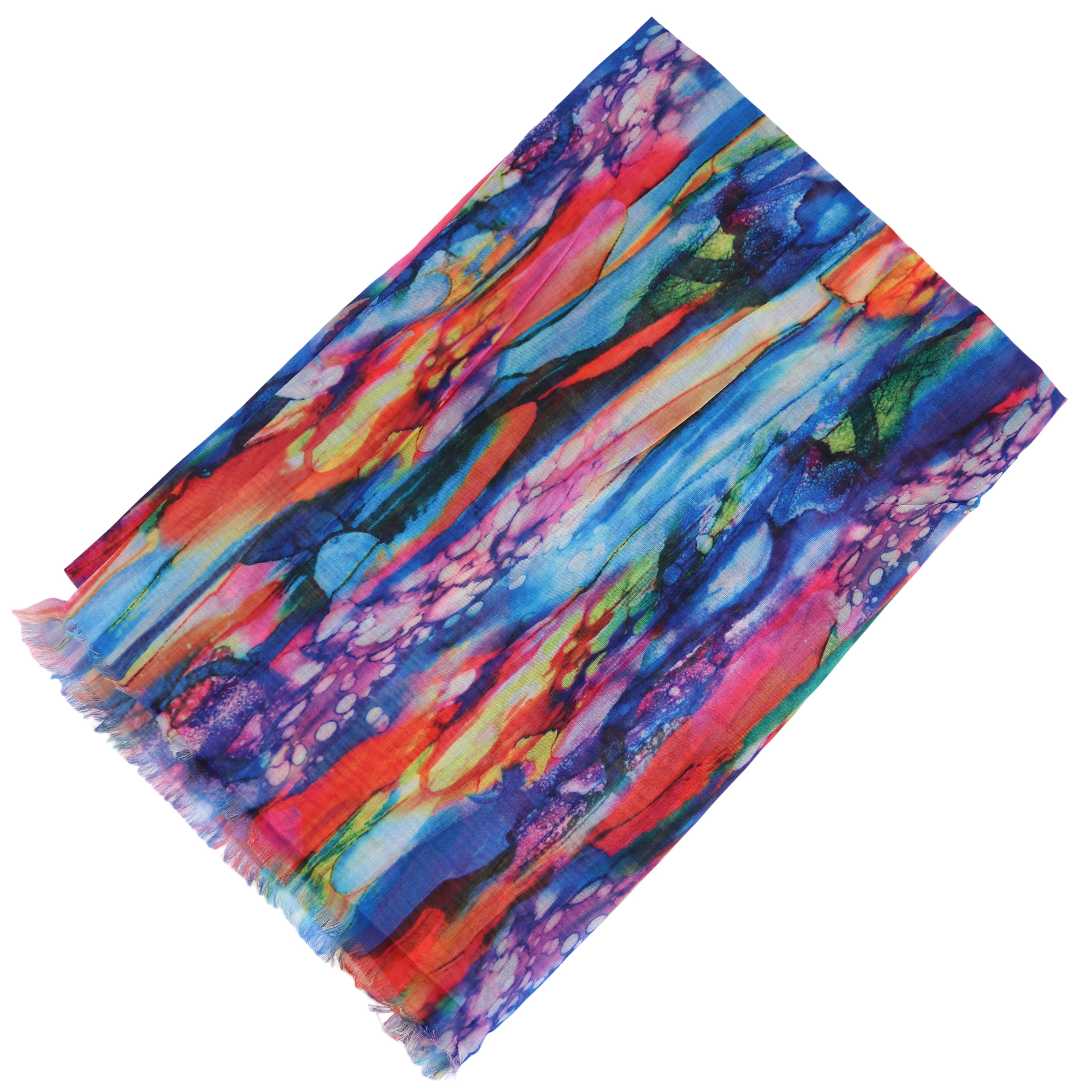 MIRROSI Modeschal Weicher & Leicht Großes Schal, ca.75x180cm, Regenbogen Print, (aus 100% Viskose, Atemberaubende Designs), Damen Halstuch Stola ideal für Frühl – Bild 3 von 3