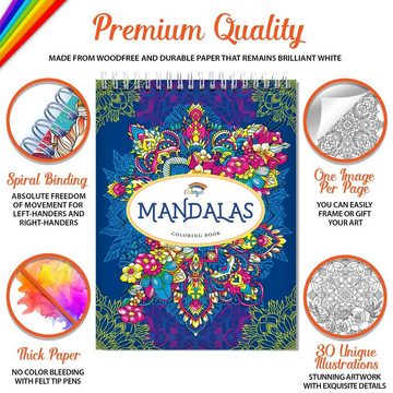 Colorya Malen nach Zahlen - Colorya Mandala Malbücher - Spiralbindung, A4