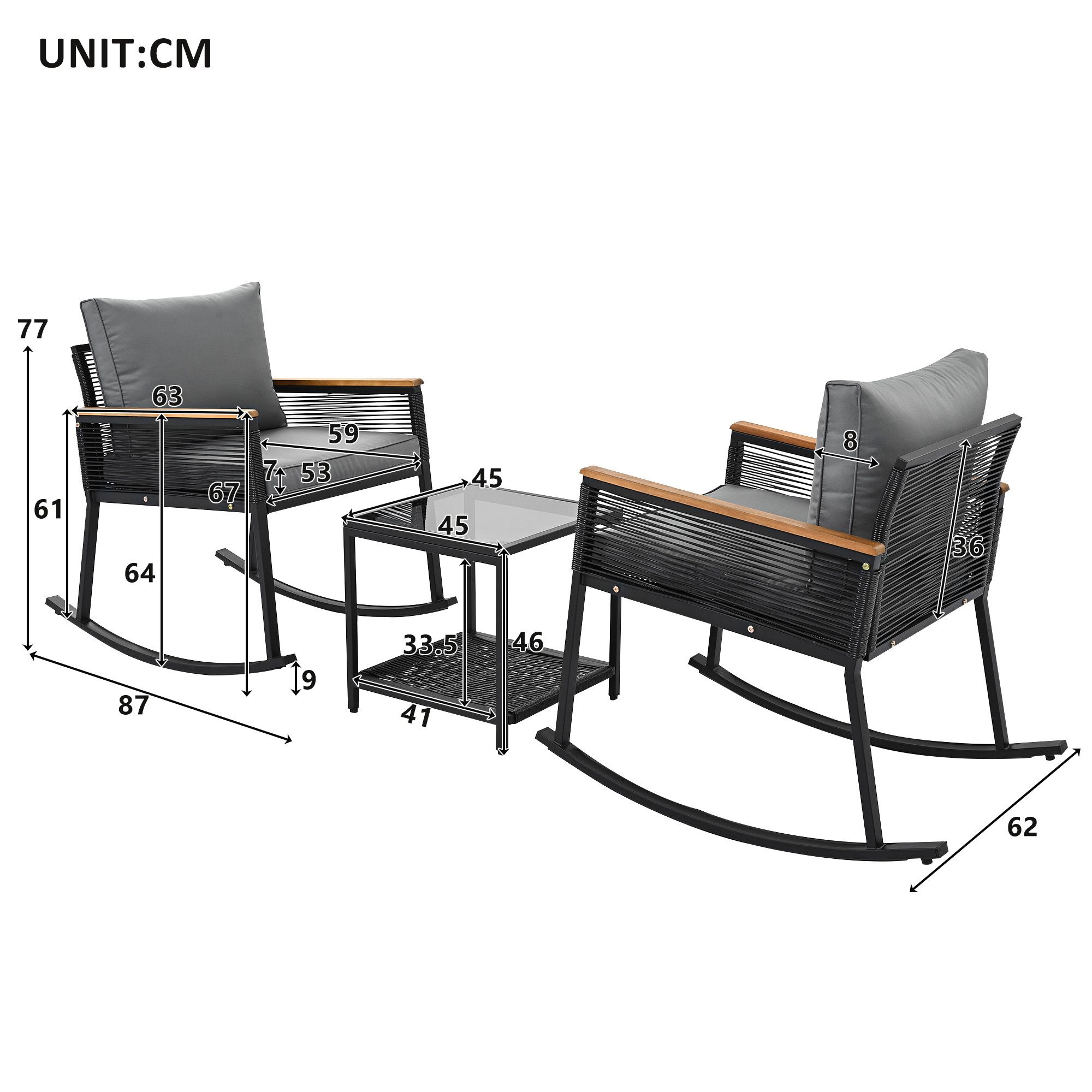 Ulife Gartenlounge-Set Schaukelstuhl-Set mit Seil, Gartenmöbel-Set, günstig online kaufen