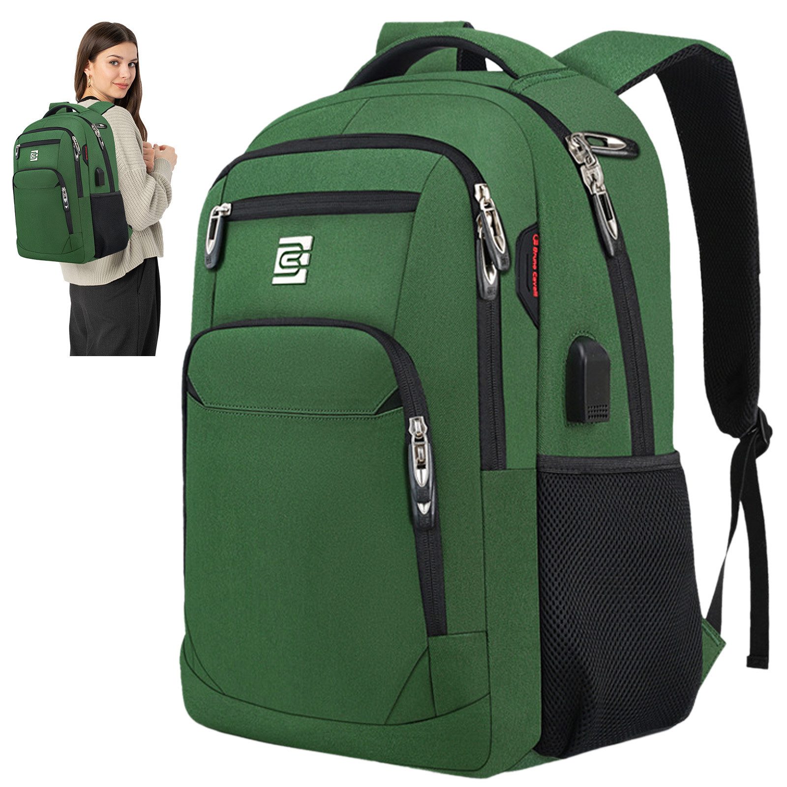 OKWISH Laptoprucksack Laptop Рюкзаки Schulrucksack Wasserbeständig Laptoptasche (Uni Tasche Businessrucksack Sportrucksack, Backpack mit Laptopfach, Anti-Diebstahl, mit USB-Anschluss), Herren Damen Jungen Teenager Arbeit Business Freizeit Reisen