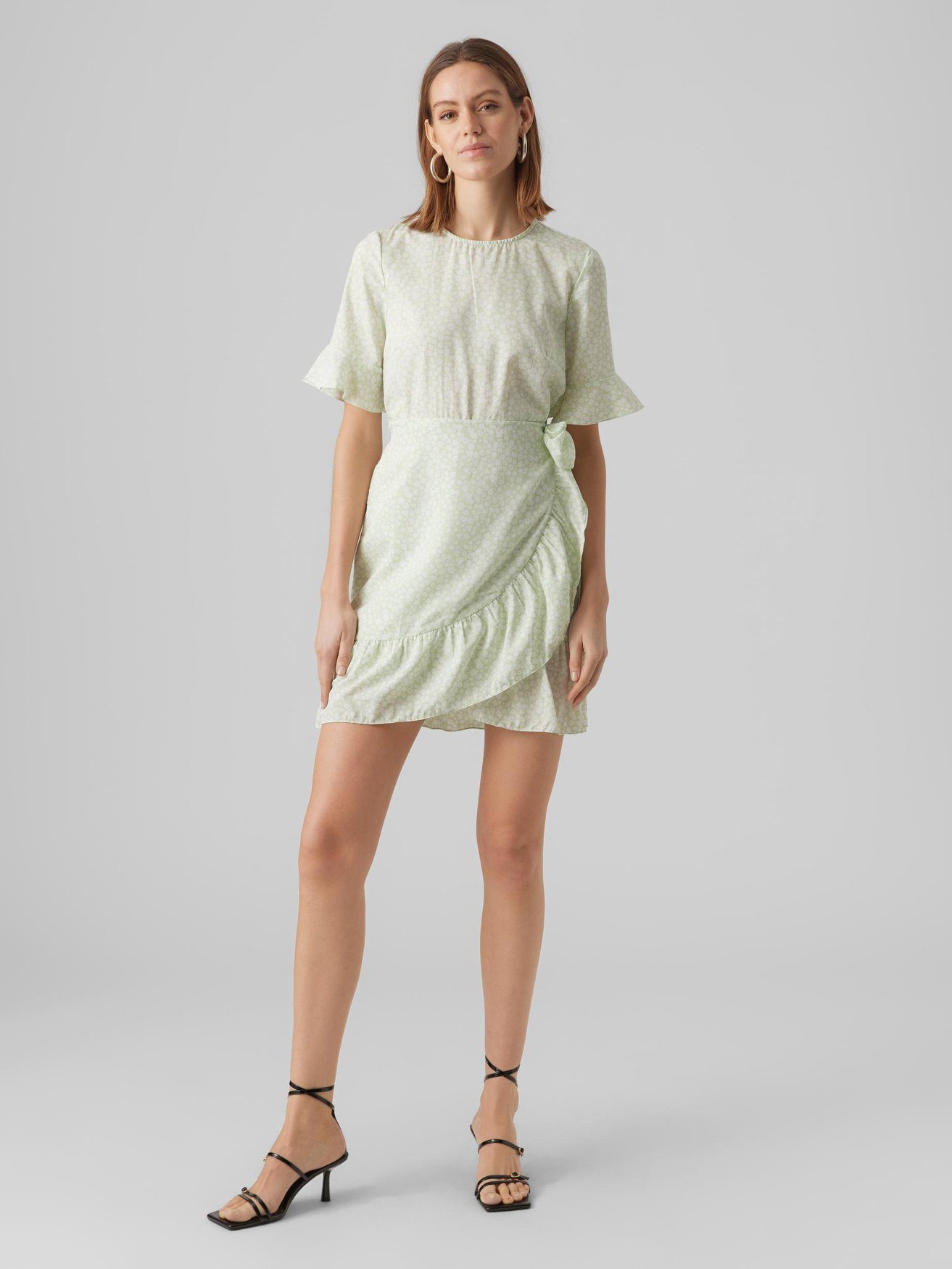 Vero Moda Shirtkleid Kurzes VMHENNA Wickel in Mini (kurz) Grün 5775 Kleid