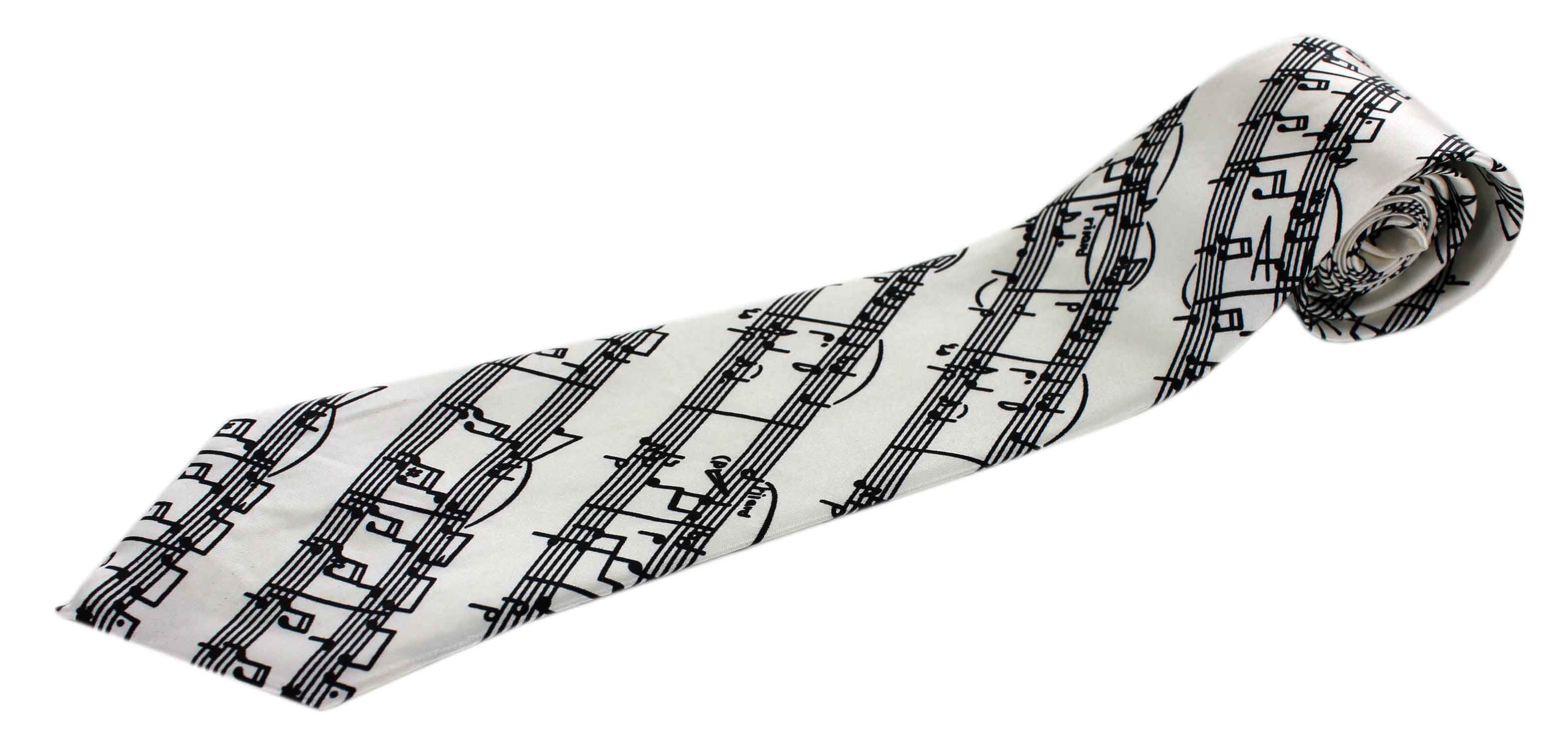 mugesh Krawatte Krawatte Notenlinien für Musiker weiß