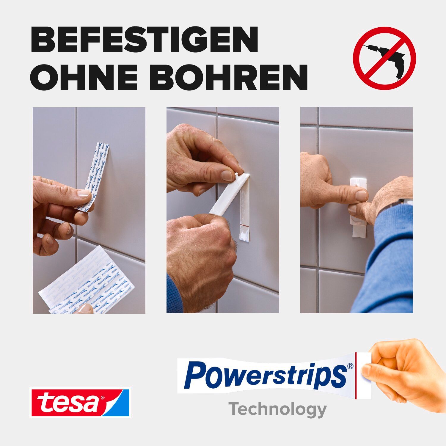 tesa Klebehaken tesa Klebenagel Fliesen&Metall, verstellbar, 2 Stück, 3 kg Haltekraft, Dekoration, Bilder, Leinwände, Lichterketten, Girlanden, (Packung, 2-St., – Bild 4 von 5