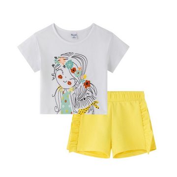 suebidou Shorts Gelbe Sommershorts für Mädchen mit Rüschen kurze Hose