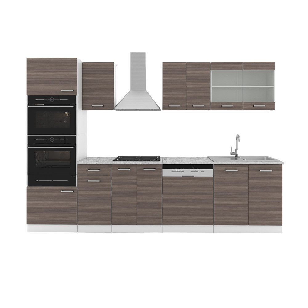 Vicco Küchenzeile R-Line, Edelgrau/Weiß/Weiß, 300 cm günstig online kaufen