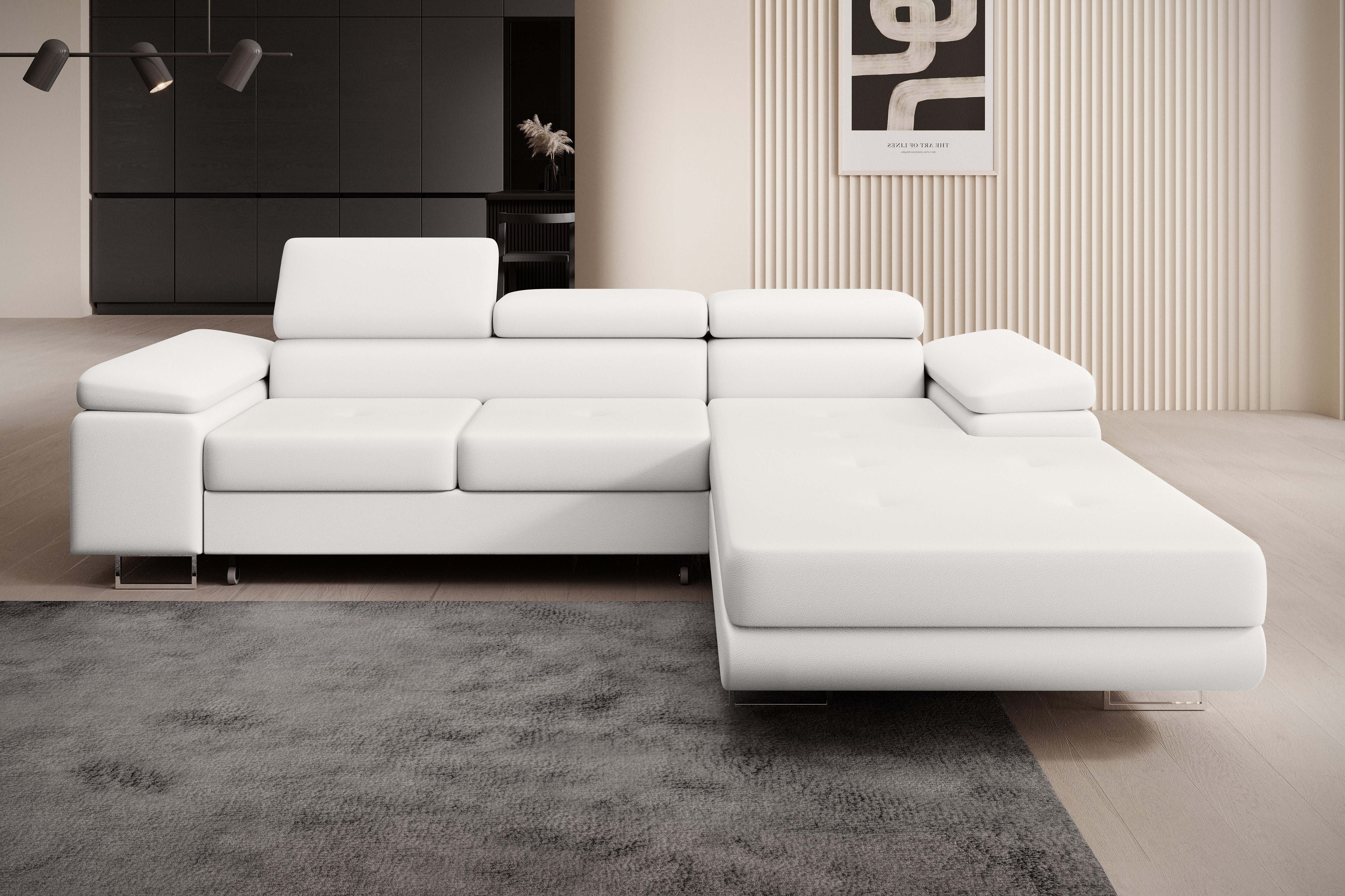 Goldstoff Ecksofa "ALVARO" mit Schlaffunktion und Bettkasten L-Form Couch, Stylisches Wohnlandschaft Sofa in L-Form mit Komfortfunktion 1 Teile, Moderne Eckcouch L-Form mit Relaxfunktion und Schlaffunktion