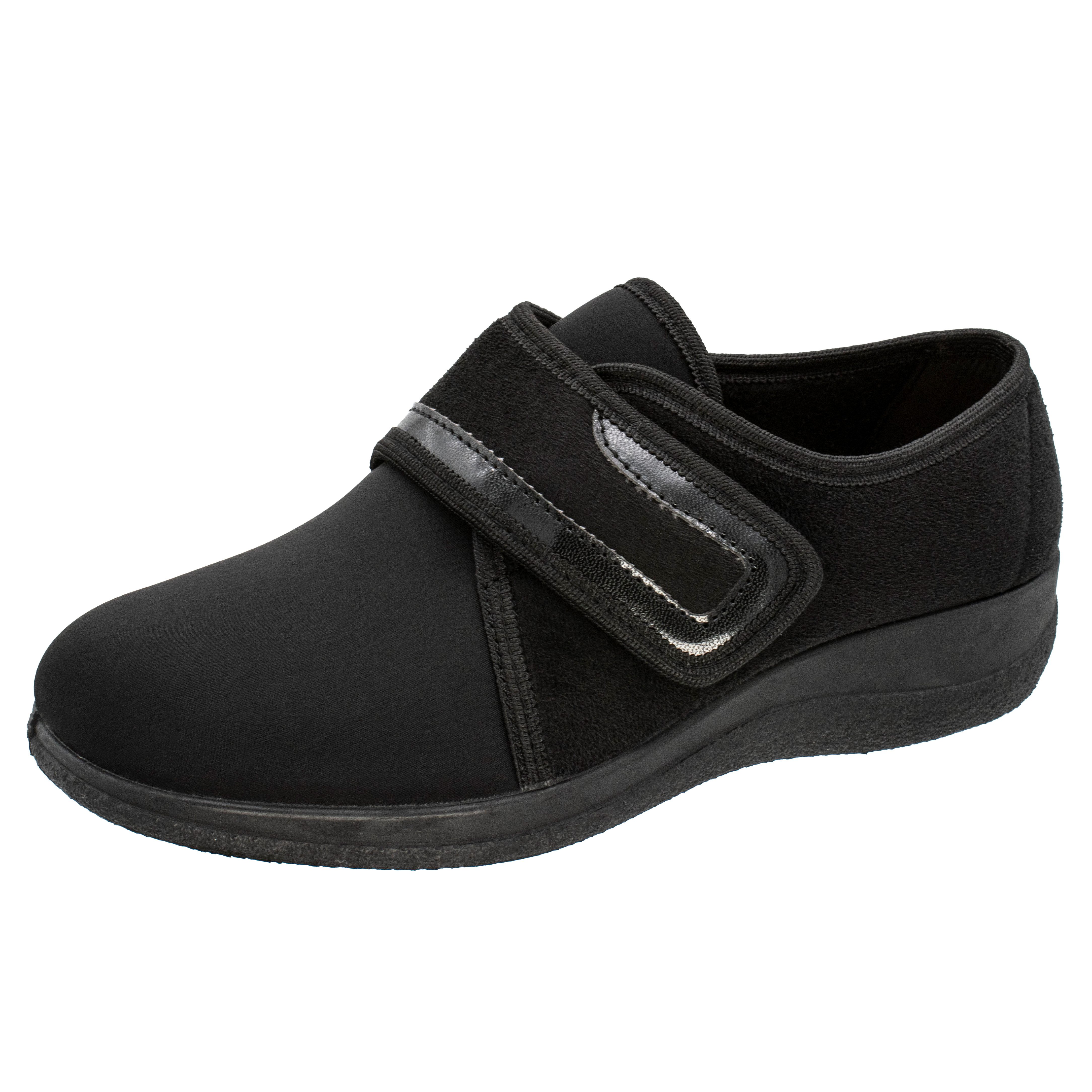 Fischer-Markenschuh Margot Klettschuh aus Stretchmaterial/Velour, Ledereinlegesohle herausnehmbar, Weite H