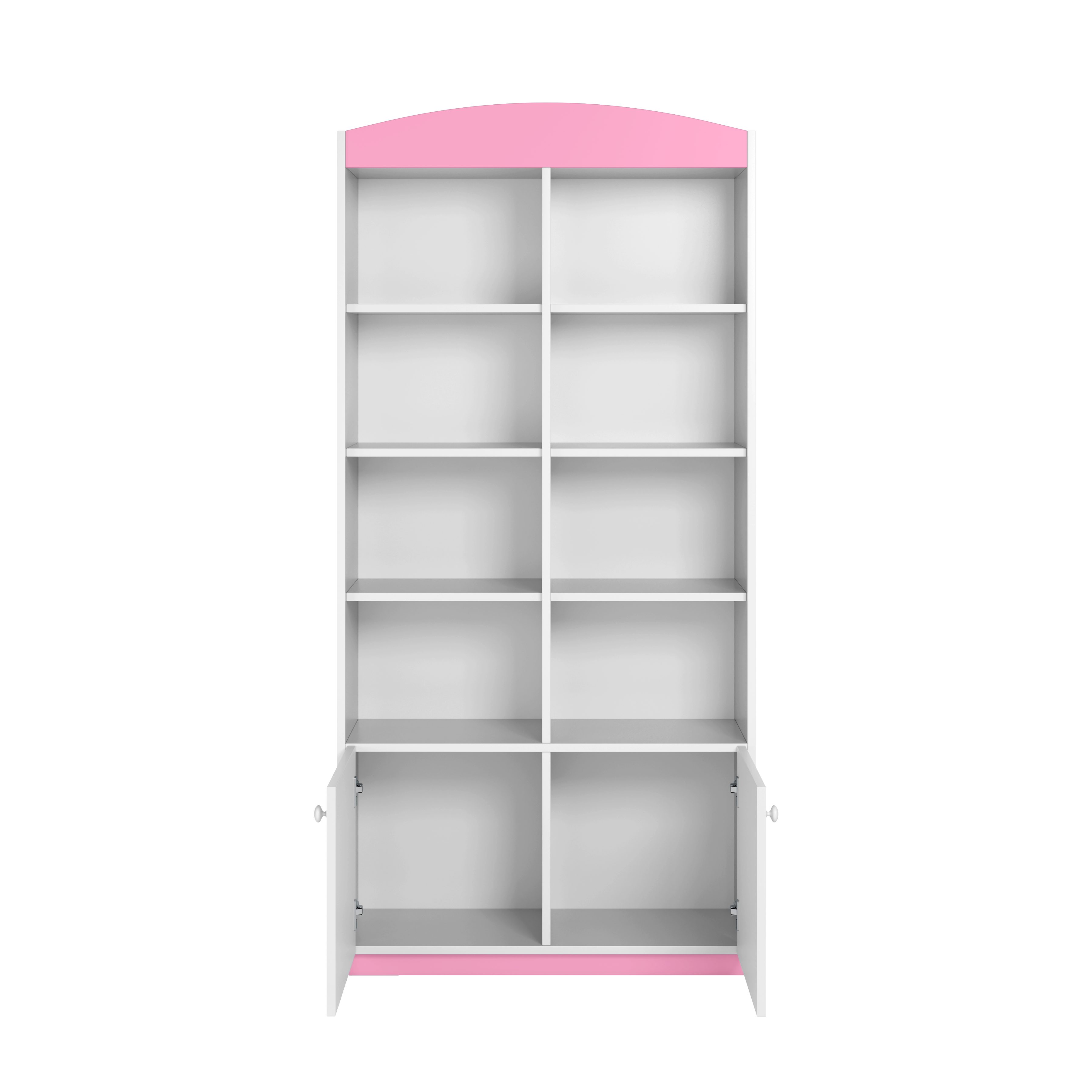 Bücherregal offene Fächer, für 8 mit Aufbewahrungsschrank Doppel-Bücherregal, Kinderzimmer Bjird rosa Babydream