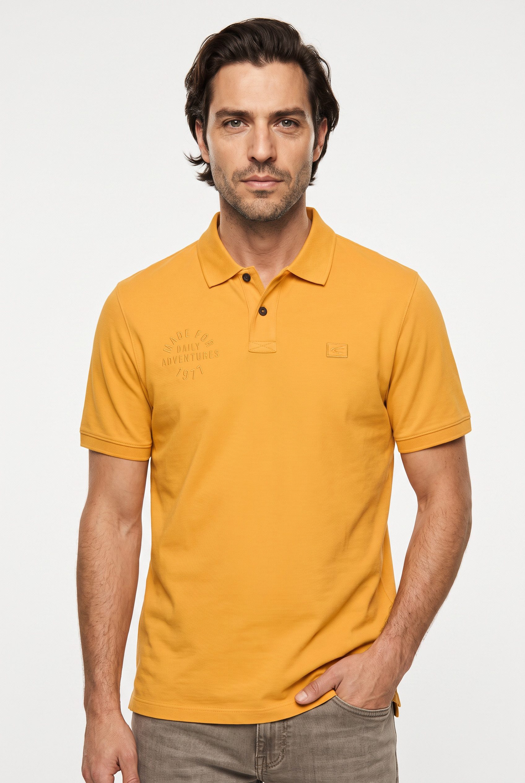 camel active Poloshirt normale Passform, kurze Ärmel, unifarbenes Design, mit Polokragen