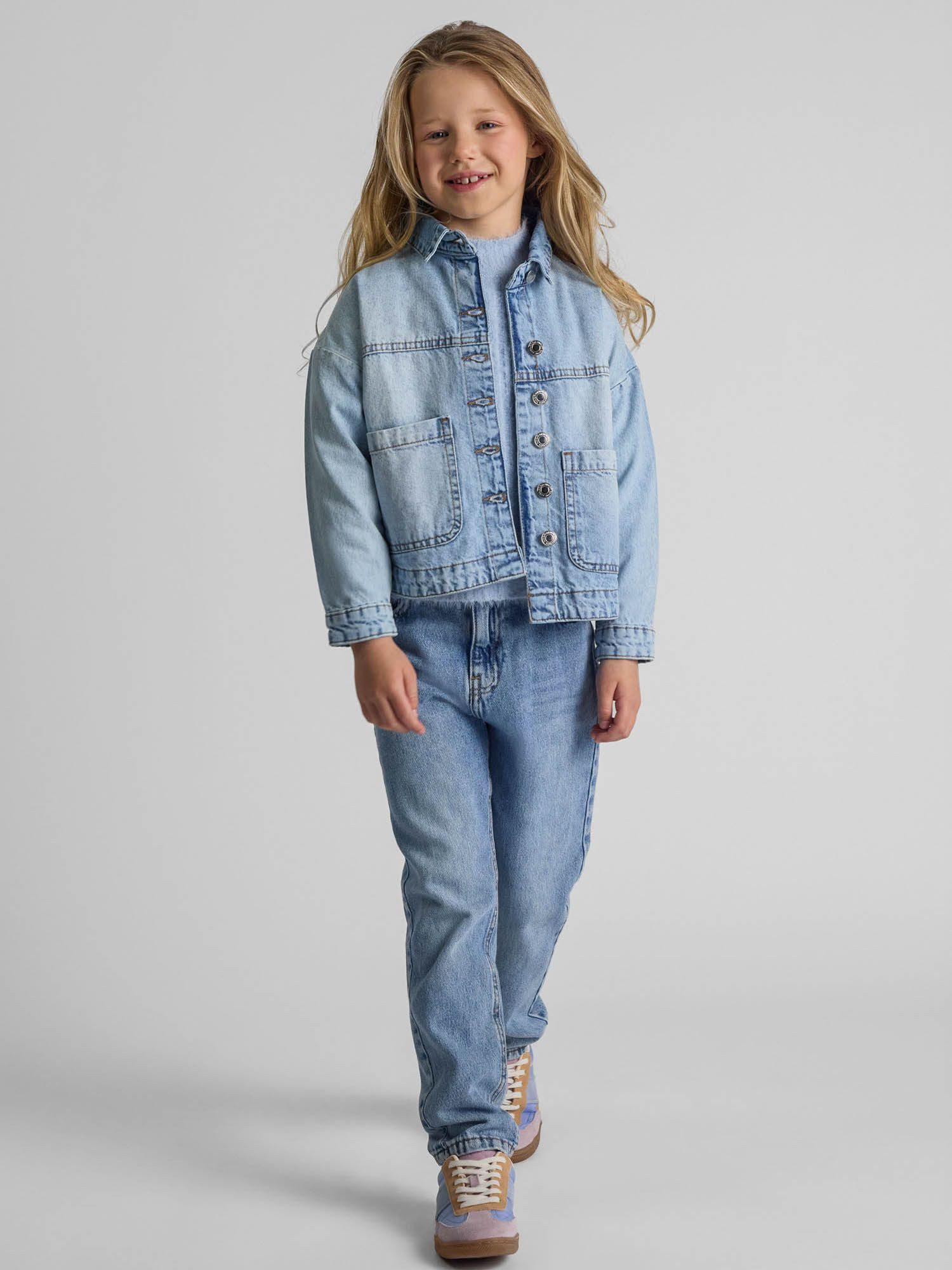 MINOTI Jeansjacke Jeansjacke mit Knöpfen und aufgesetzten Taschen, für Mädchen trendiger Schnitt