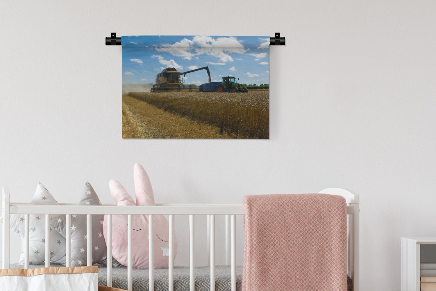 Wanddekoobjekt - Landleben - Bauernhof Traktor Ernte MuchoWow Getreide, Schlafzimmer, Kinderzimmer Kleid, - Wanddeko Wohnzimmer, für Wandbehang, -