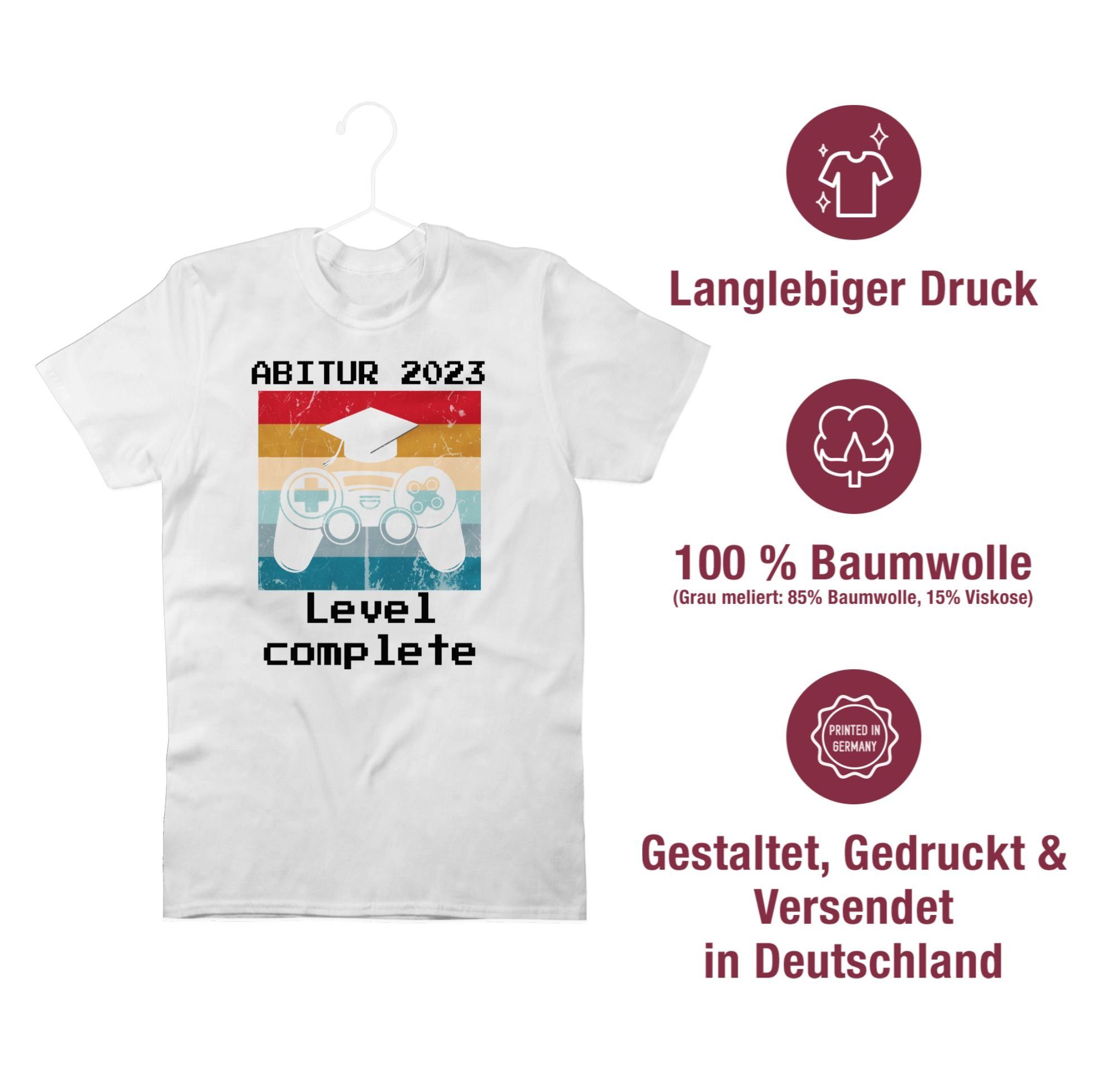 Abschluss Shirtracer 1 Vintage 2023 Abitur T-Shirt 2024 Geschenk Level schwarz & Weiß Abitur Complete