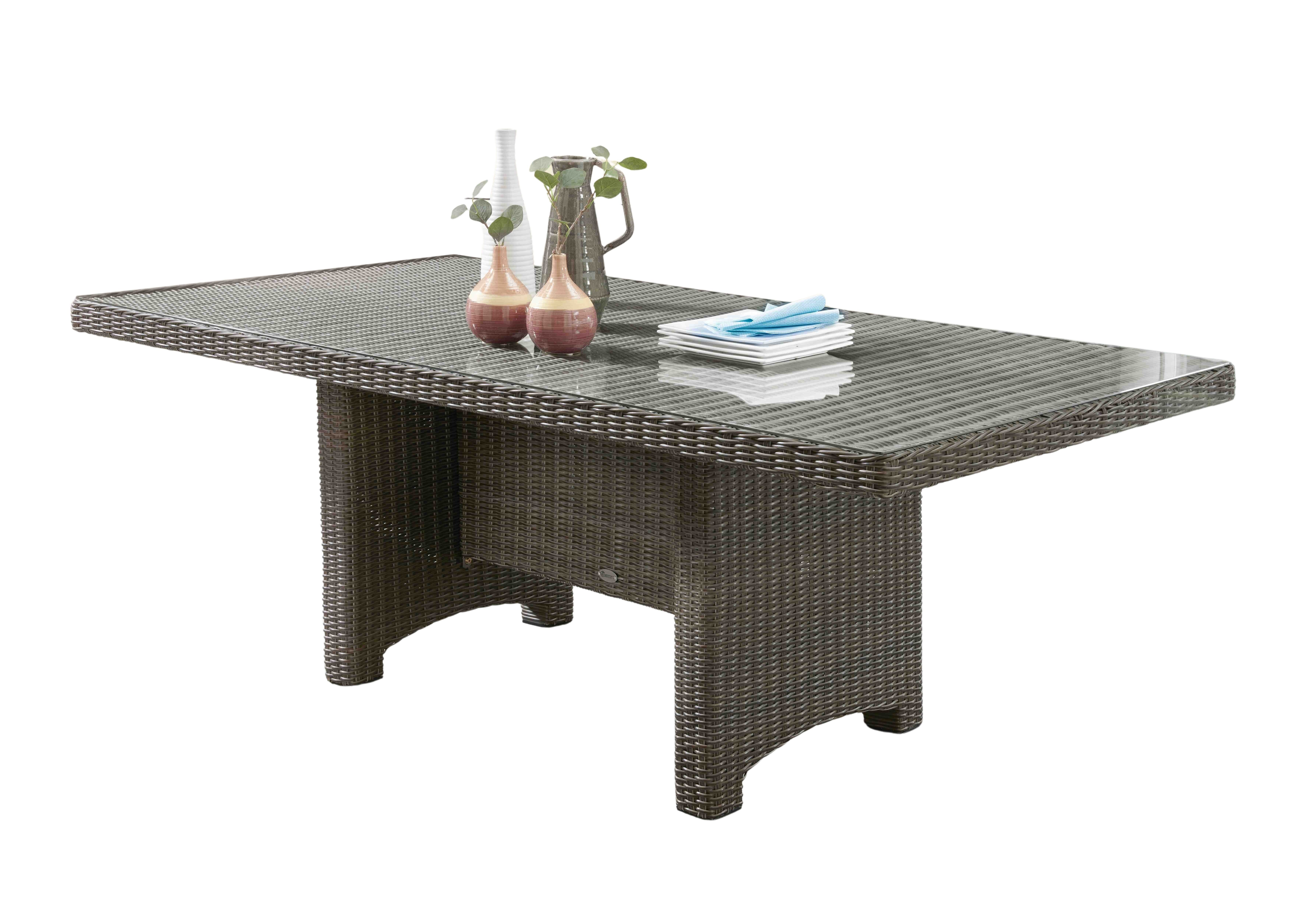 Destiny Gartentisch LUNA, 165x90/200x100 x 75 cm, rechteckig, aufgelegte Glasplatte