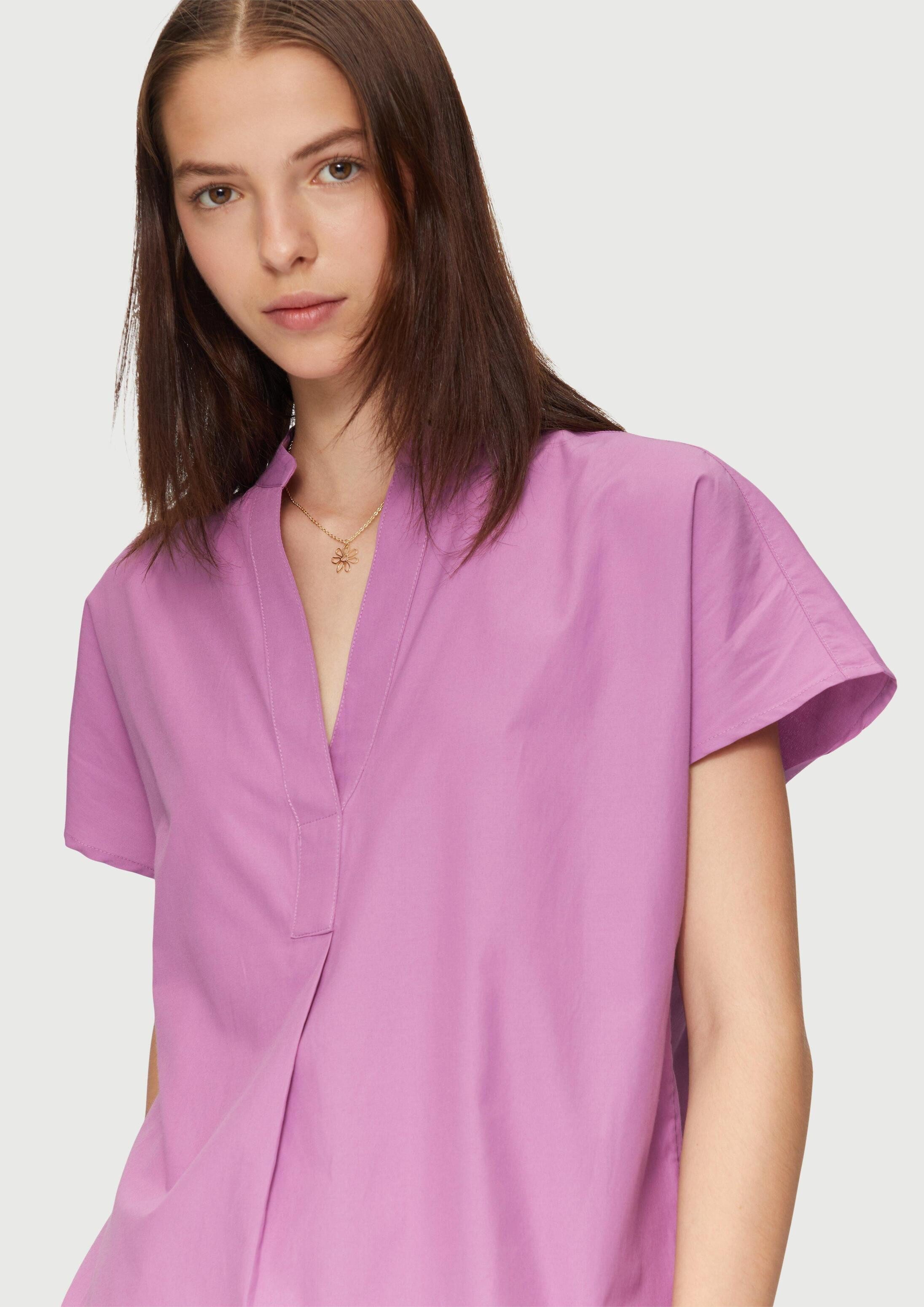 QS Kurzarmbluse Bluse Blusenshirt aus Popeline