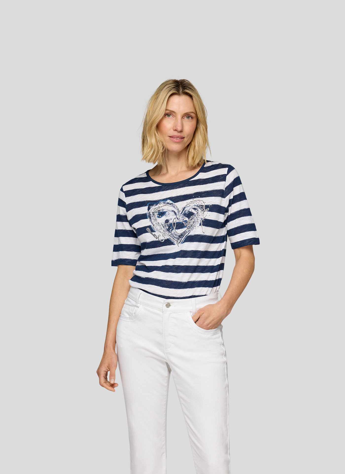 Rabe T-Shirt in Streifen-Optik und mit Glitezr-Print günstig online kaufen