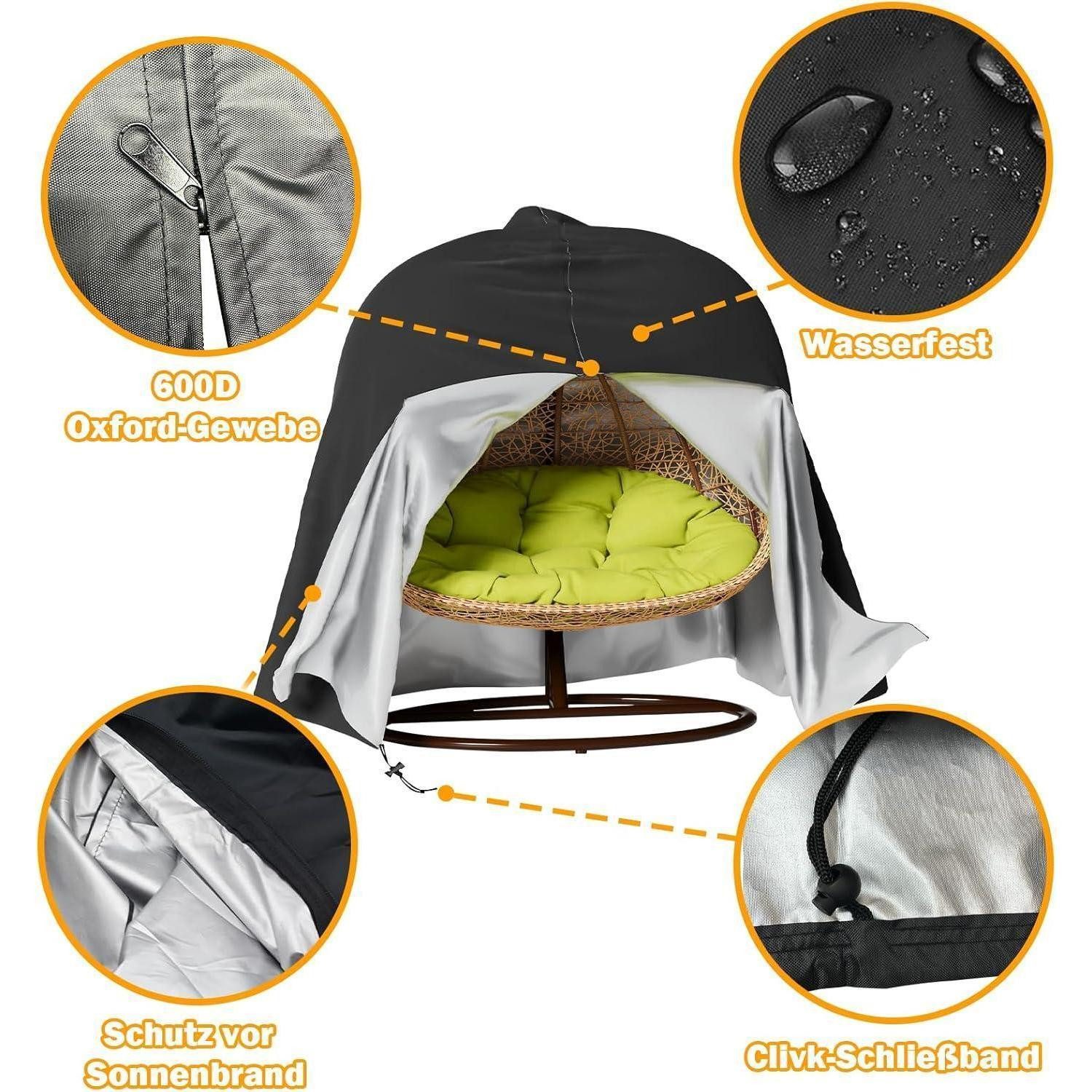 LuxusKollektion Strandkorb-Schutzhülle Große Hängesessel Abdeckung Schwarz günstig online kaufen