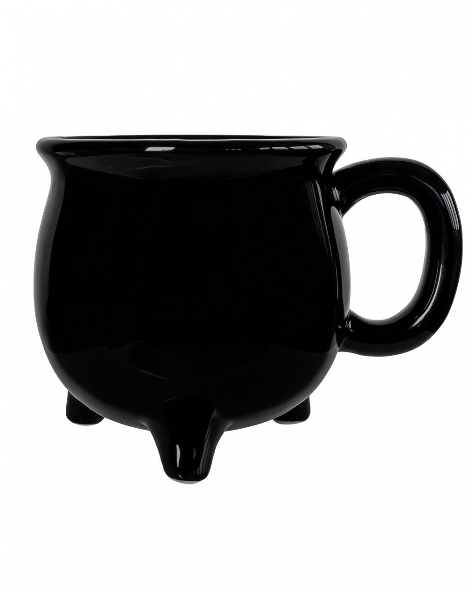Horror-Shop Tasse Hexenkessel Wicca Tasse Schwarz 400ml, Porzellan