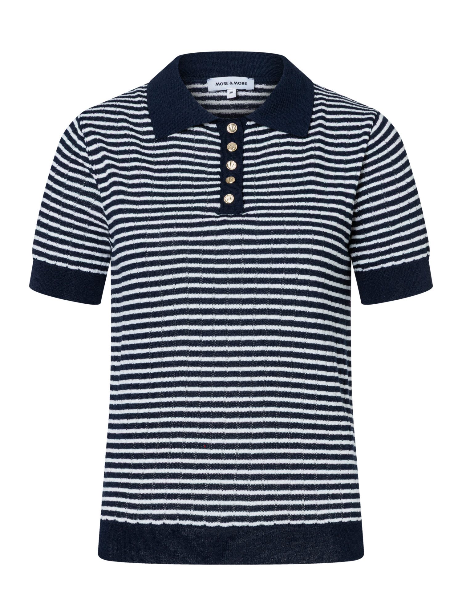 MORE&MORE Strickpullover schmaler Ringel-Kurzarmpullover