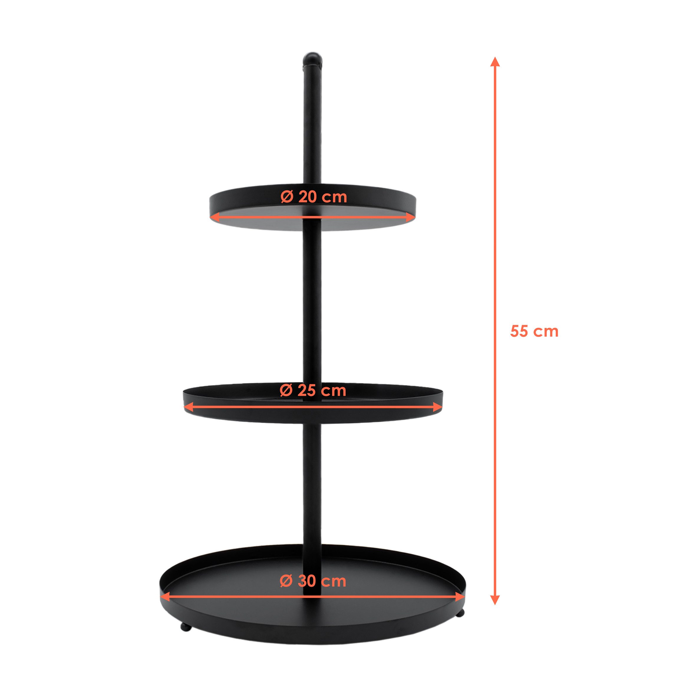 Spetebo Etagere aus Metall in schwarz mit 3 Ablagen, Metall, (Etagere, 1-tlg., mit 3 Ablagen), pflegeleicht – Bild 2 von 5