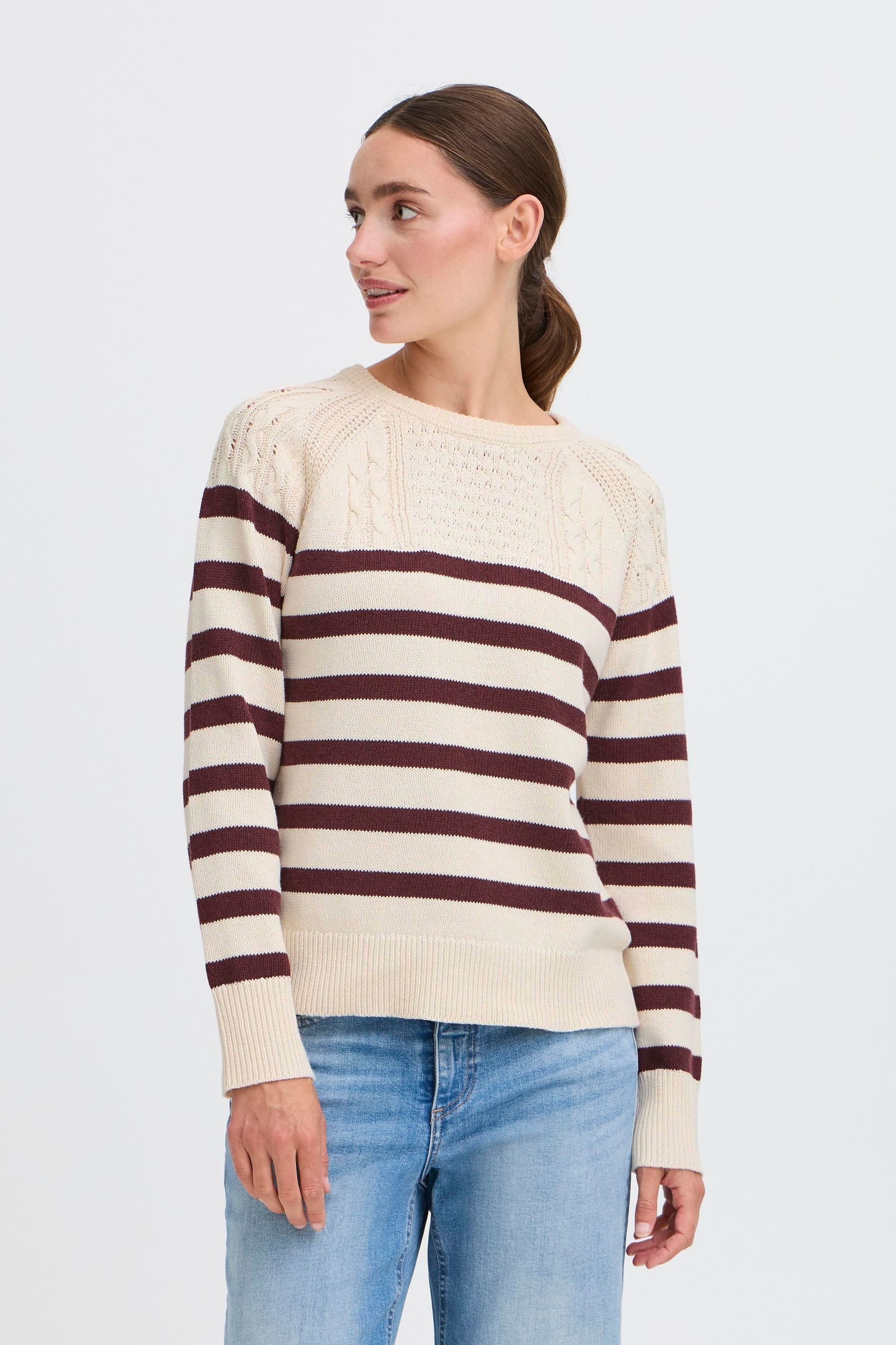 OXMO Rundhalspullover OXSanva Modischer Pullover mit besonderem Strickmuster