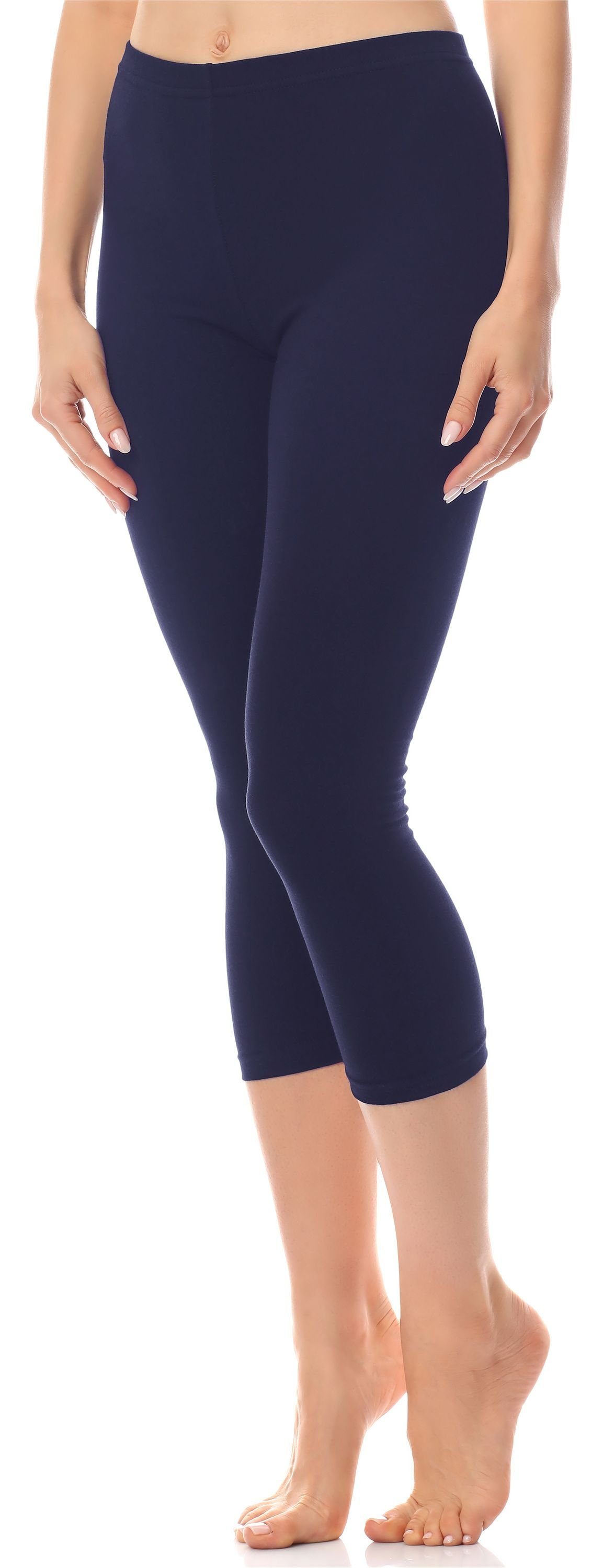 Antie Leggings Damen Leggings aus AN60-101 Baumwolle Bund elastischer (1-tlg) Blau 3/4 Navy