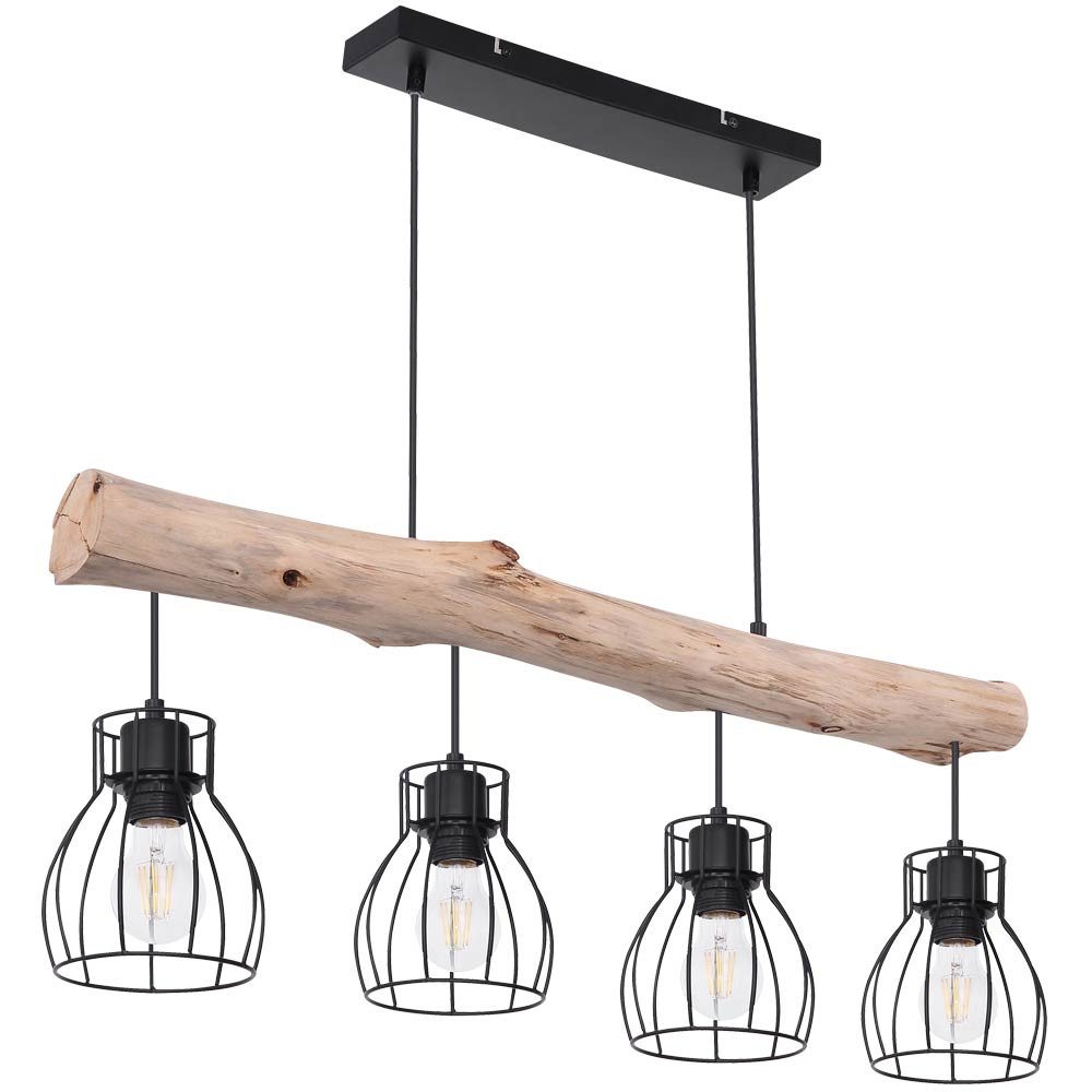 GLOBO LIGHTING Hängeleuchte, Leuchtmittel nicht inklusive, Design Decken Hänge Leuchte Holz Balken Pendel Spot Ess Zimmer
