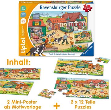 Ravensburger Puzzle tiptoi® Puzzle für kleine Entdecker: Bauernhof, 12 Puzzleteile, Made in Europe, FSC® - schützt Wald - weltweit