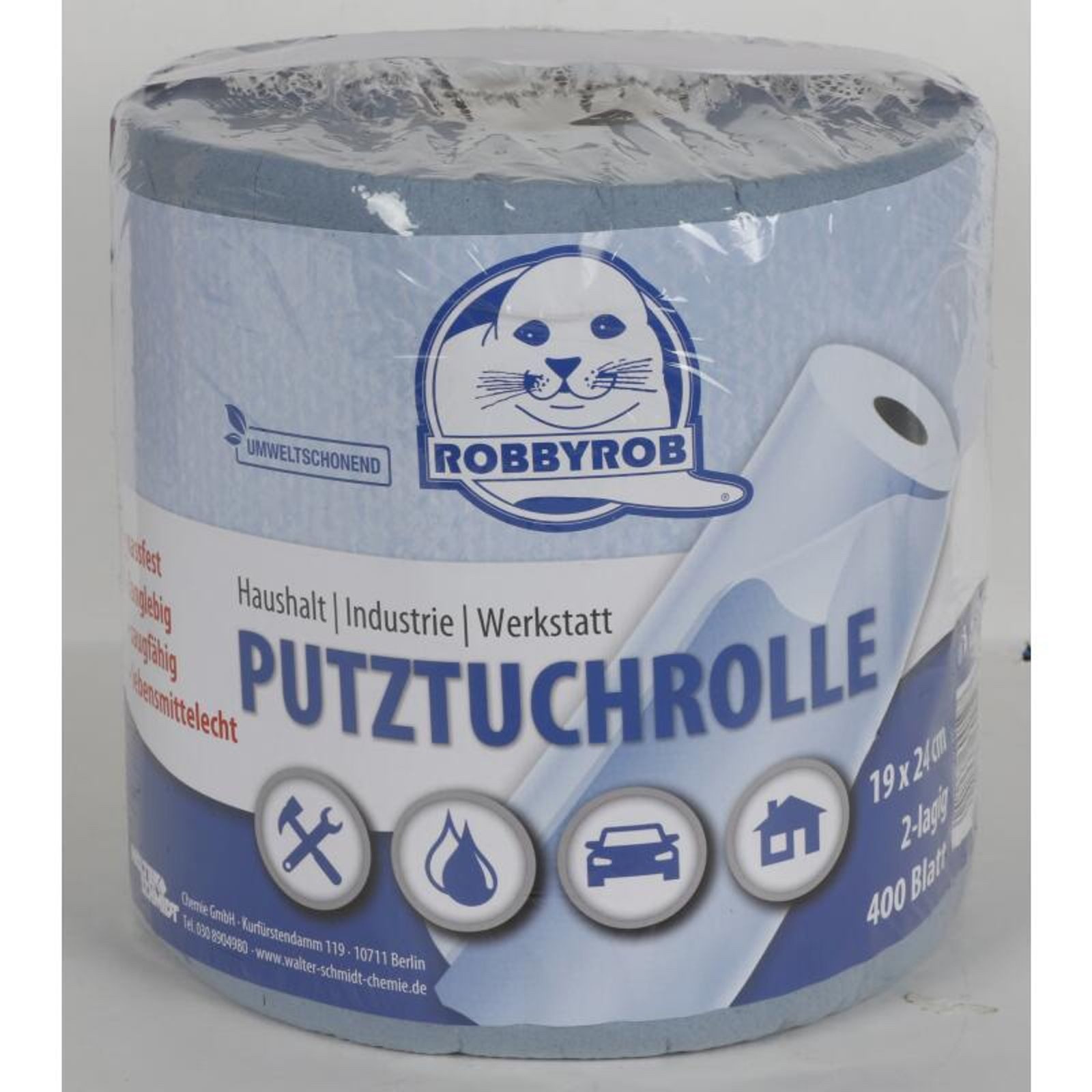 Robbyrob 6x 400 Blatt XXL-Putztuchrolle Papiertücher Einweg Küchenrolle 19x24cm Reinigungstuch